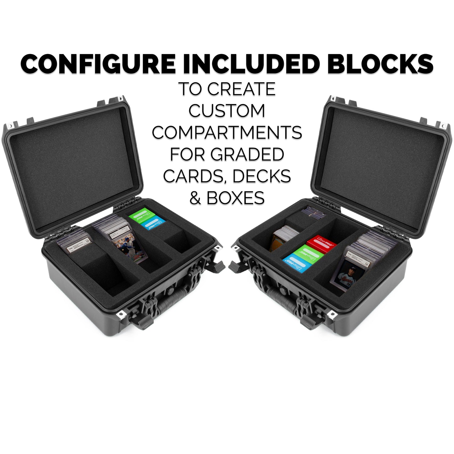 Graded Card Storage Box Fits 90+ BGS PSA Trading Cards TCG, Waterproof Sports Card Case with Three Custom Graded Card Case Compartments