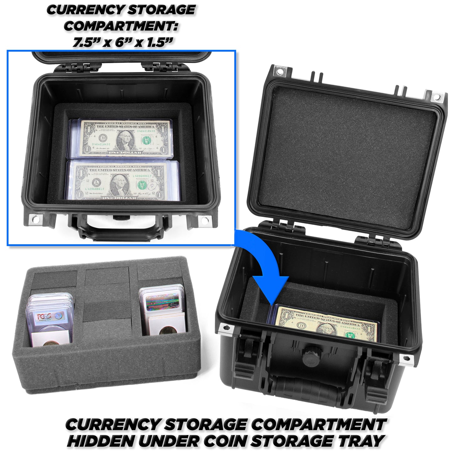 Graded Coin Case for 50 PCGS or NGC Graded Coins, Custom Waterproof Coin Box with Coin Holders for Collectors - Case Only