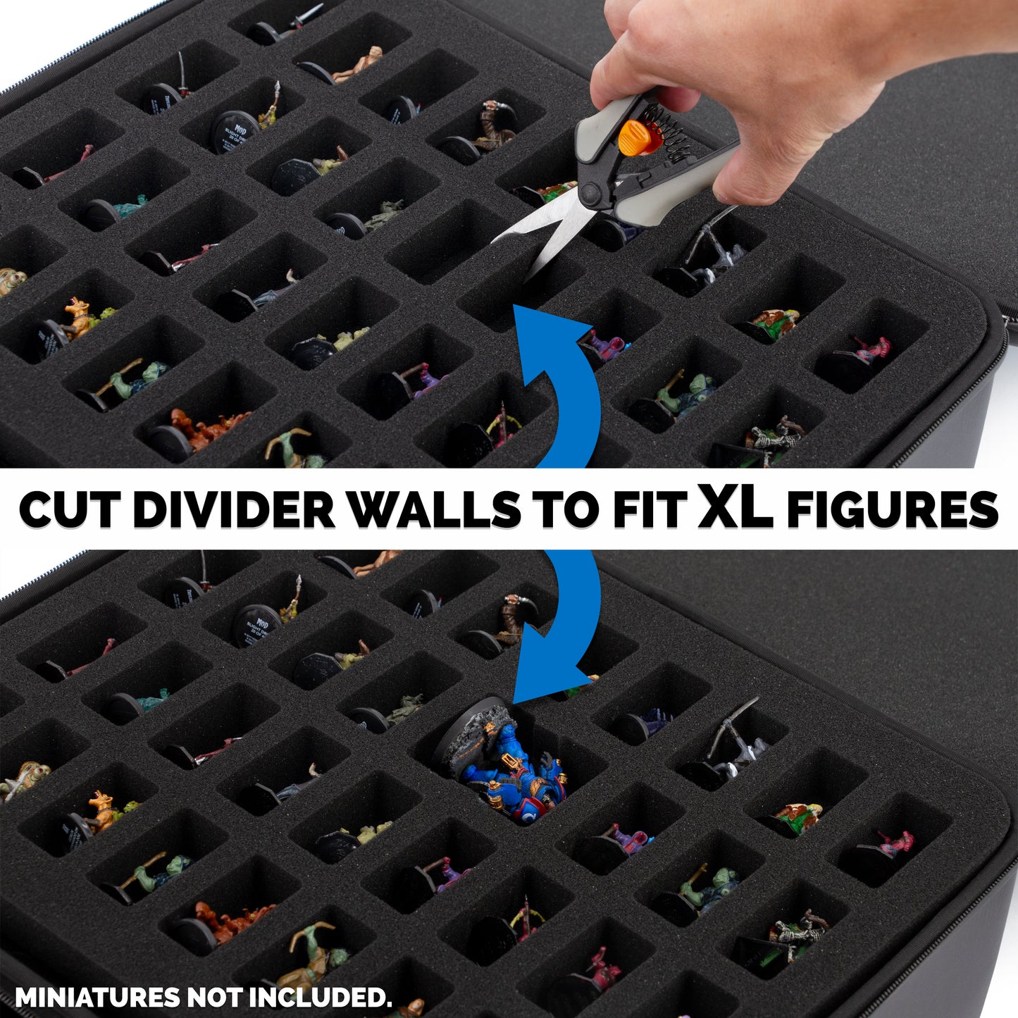Miniature Carrying Case with Programmable Lock - 144 Slot Miniature Storage Case with Four Foam Trays For Minis, Shoulder Strap and More!