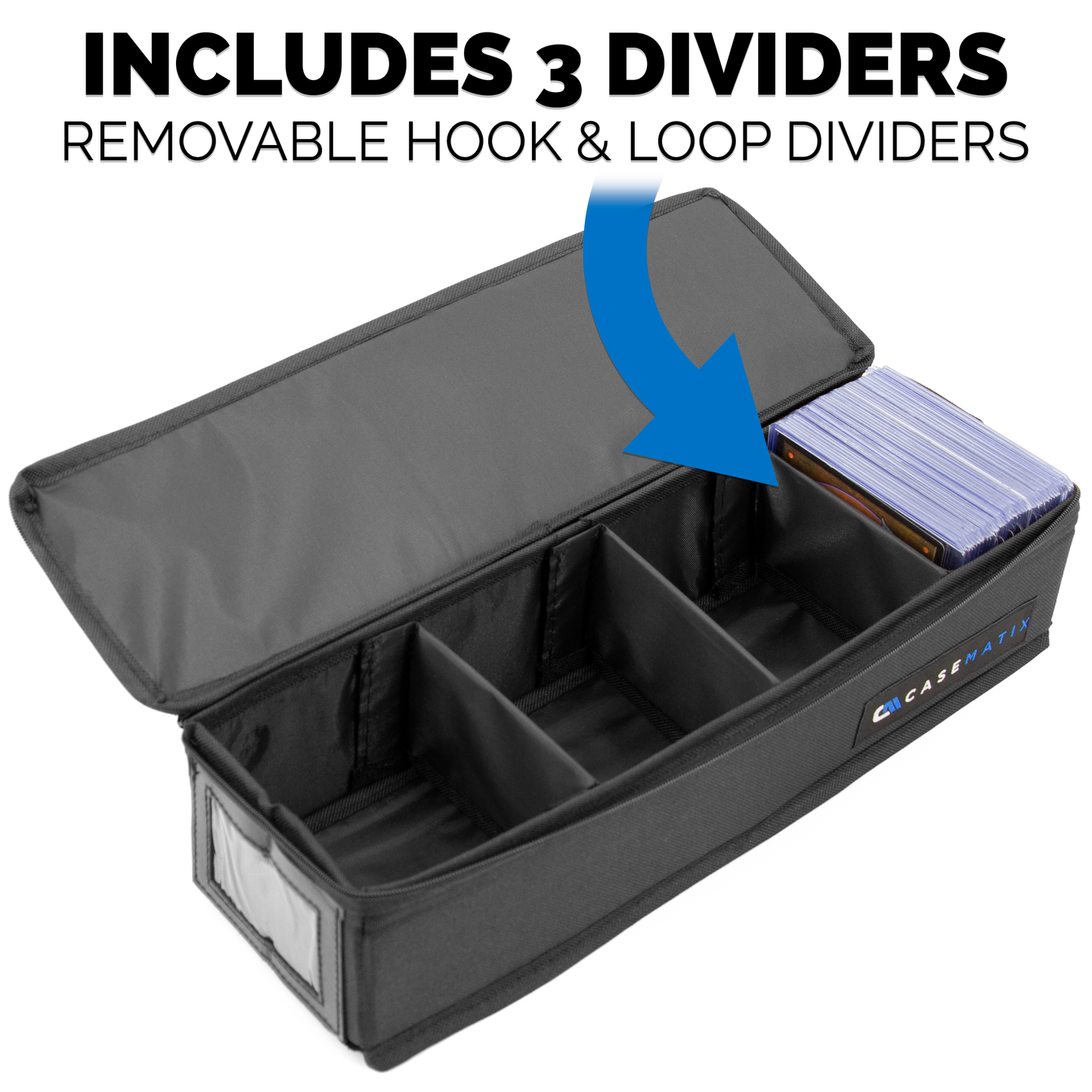 Top Loader Card Storage Case for Trading Cards Fits 200 3" x 4" 35pt Toploaders For Cards with 3 Card Case Dividers and a Collapsible Design