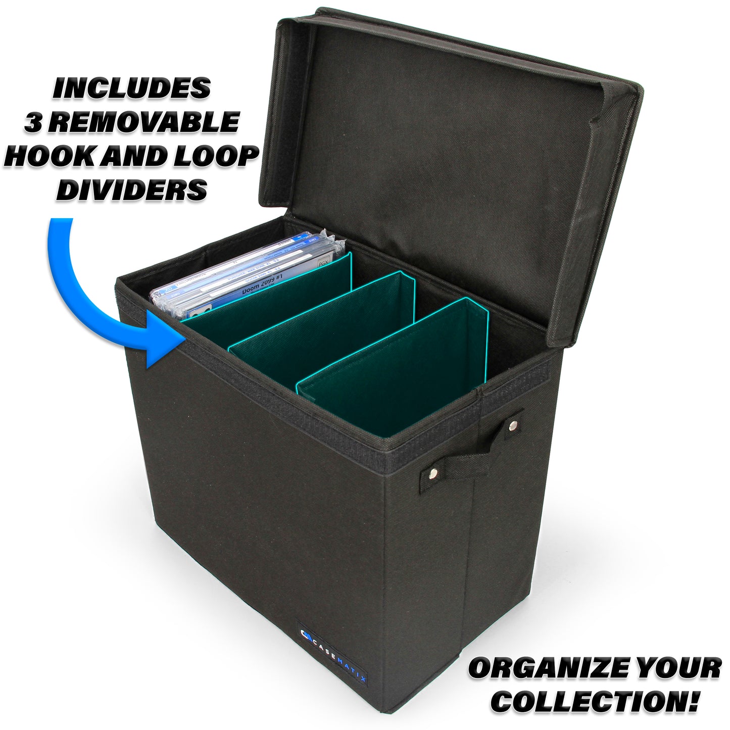 Graded Comic Book Storage Case Fits up to 28 CGC Graded Comics, Lightweight Comic Book Bin with Three Comic Book Partitions (2 Pack)