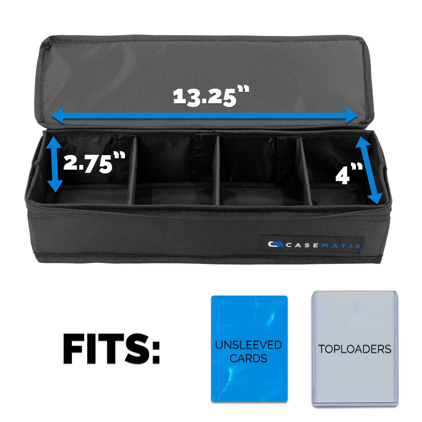Top Loader Card Storage Case for Trading Cards Fits 200 3" x 4" 35pt Toploaders For Cards with 3 Card Case Dividers and a Collapsible Design
