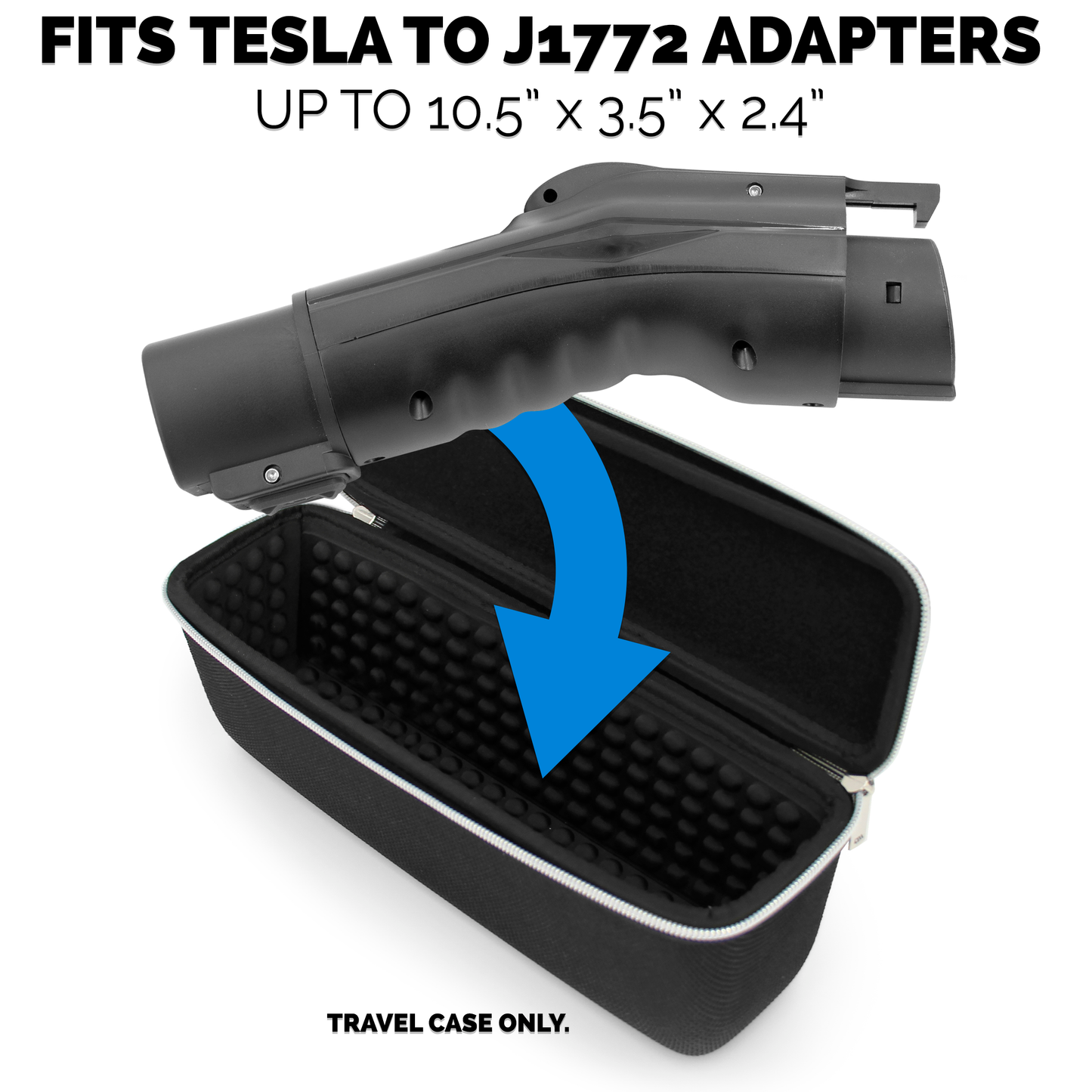 Travel Case Compatible with Tesla to J1772 Charging Adapter Up to 10.5" x 3.5" x 2.4" - Hard Shell Case with Handle for EV Charging Adapter