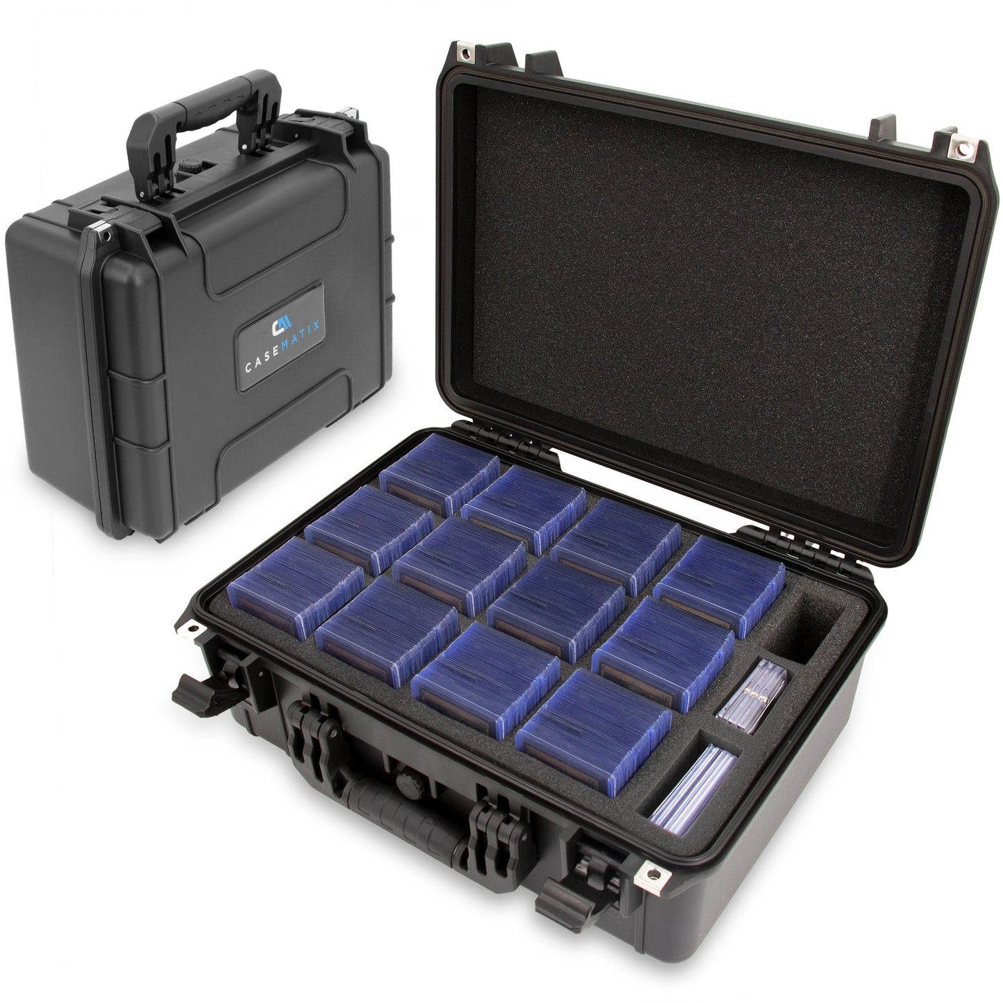 Waterproof Top Loader Card Storage Case for Trading Cards Fits 500 Top Loader Card Holders with Airtight Seal and Precision Cut Dividers