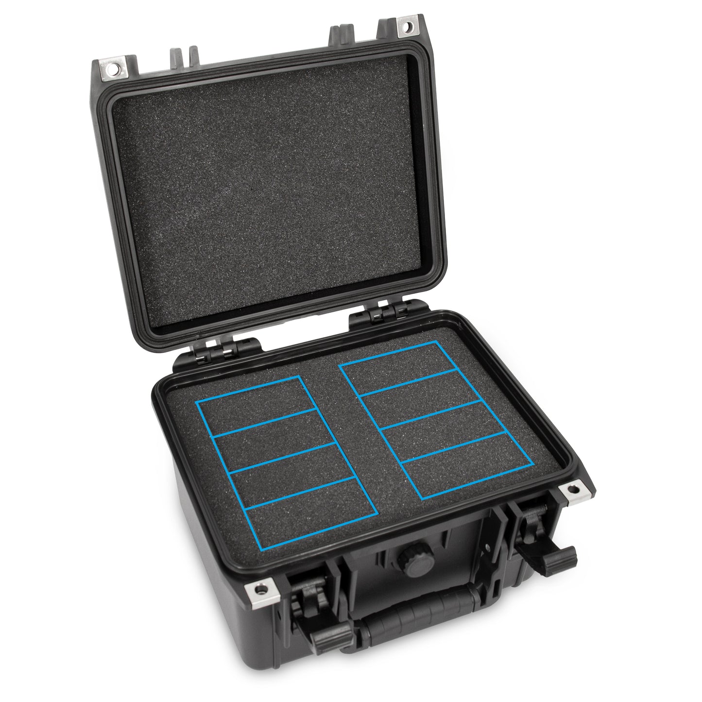 Portable Drill Battery Case – Holds 4 Milwaukee M18 Batteries, IPX7 Waterproof, Crushproof Hard Case with 6″x4.5″x3.2″ Precut Foam