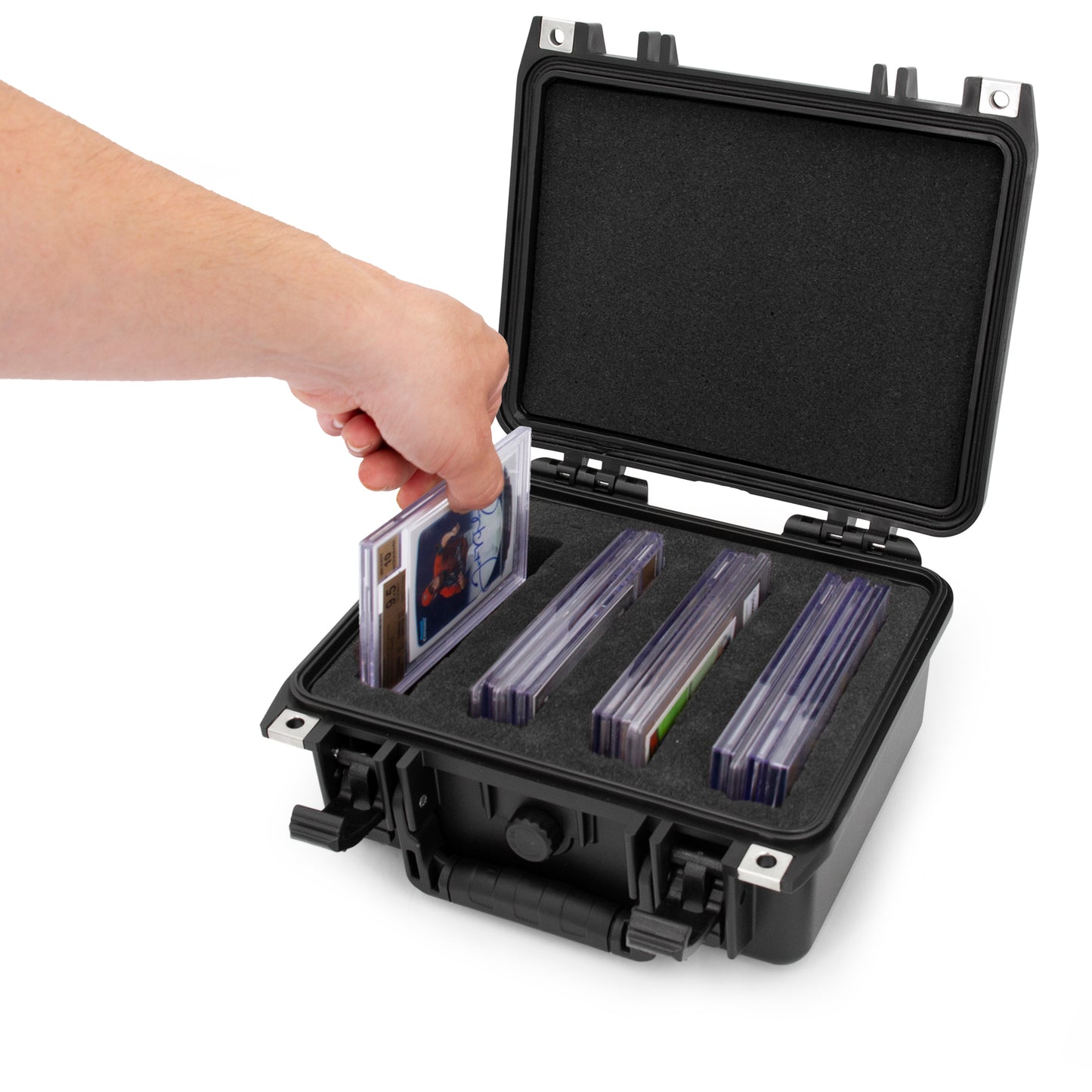 Graded Card Storage Box Compatible with 22 BGS 35 FGS 29 PSA Graded Sports Cards or 100+ Sleeve Top Loaders, Waterproof Graded Card Case