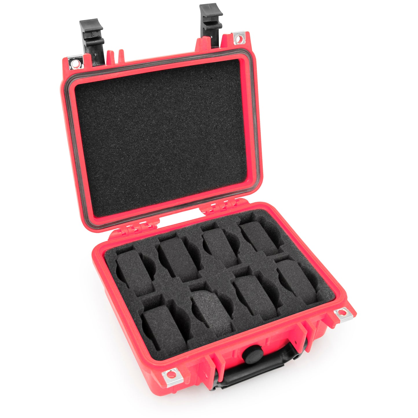 Watch Travel Case With 8 Watch Roll Holders Included - Waterproof Watch Case With Foam Watch Box Display Tray, Fits 24mm to 56mm Faces, Red
