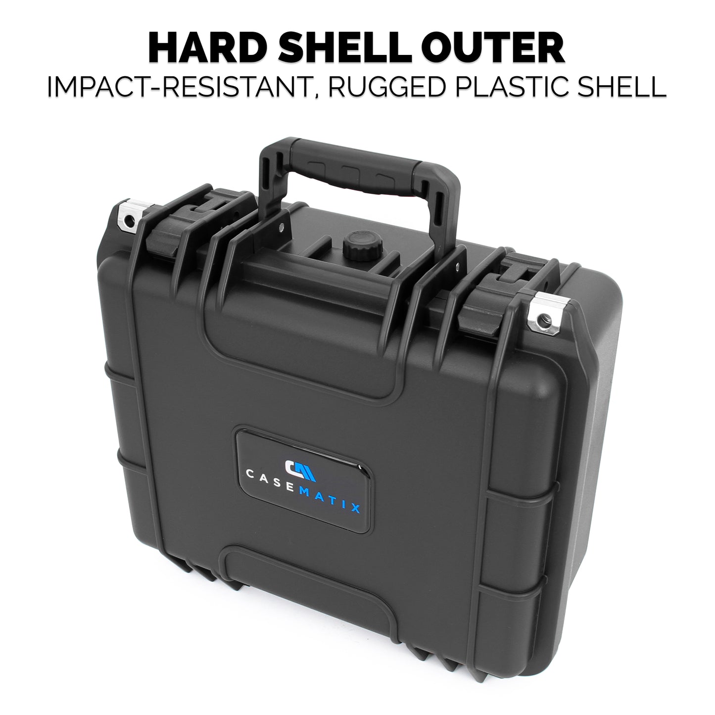 13" Waterproof 2 Handgun Case - Hard Shell Dual Pistol Case with Customizable Foam & Padlock Rings - 10.5x8x4 Interior