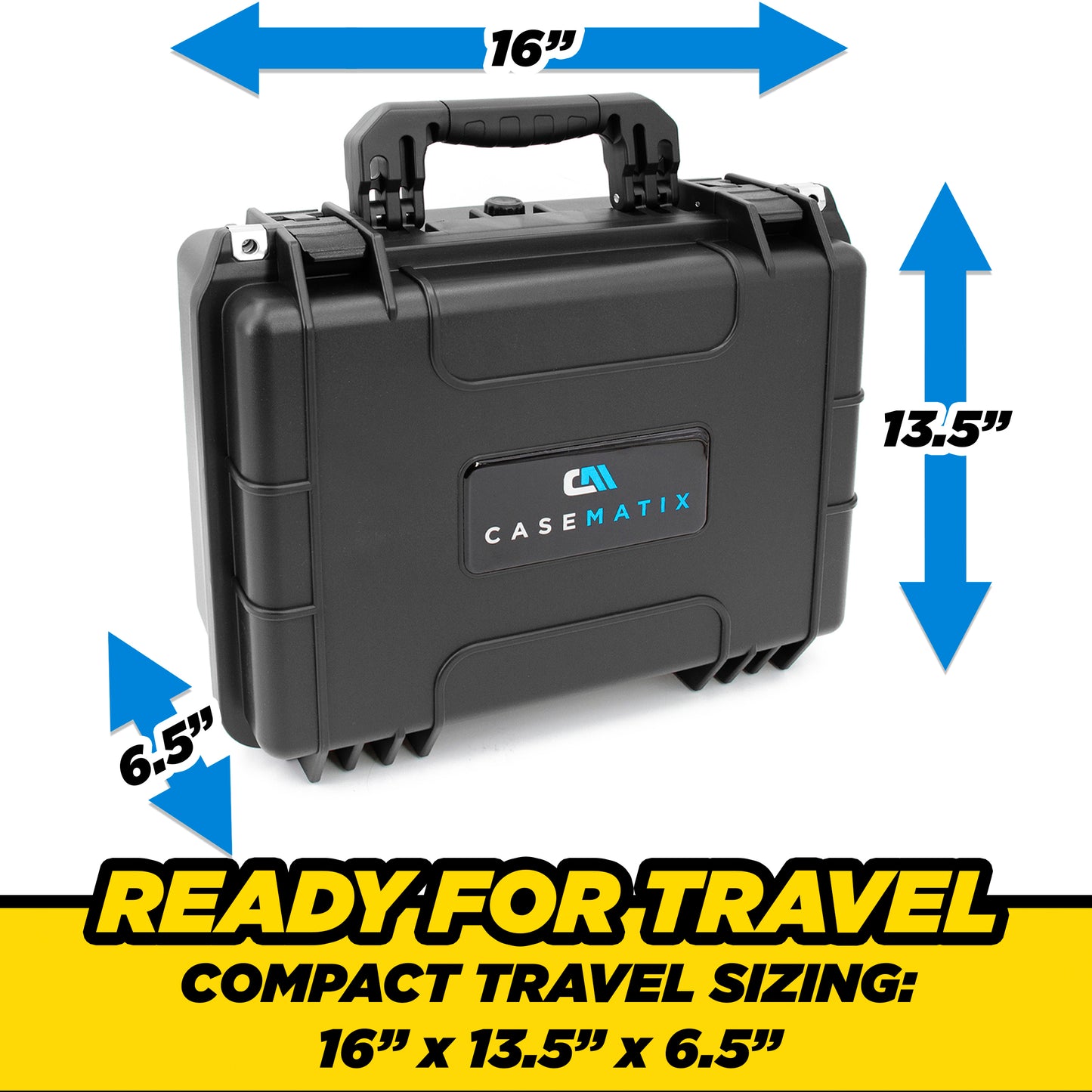 TSA Approved 3 Pistol Case - 16" IPX7 Waterproof Handgun Case for 3 Handguns & 9 Magazines with Accessory Storage & Hard Shell
