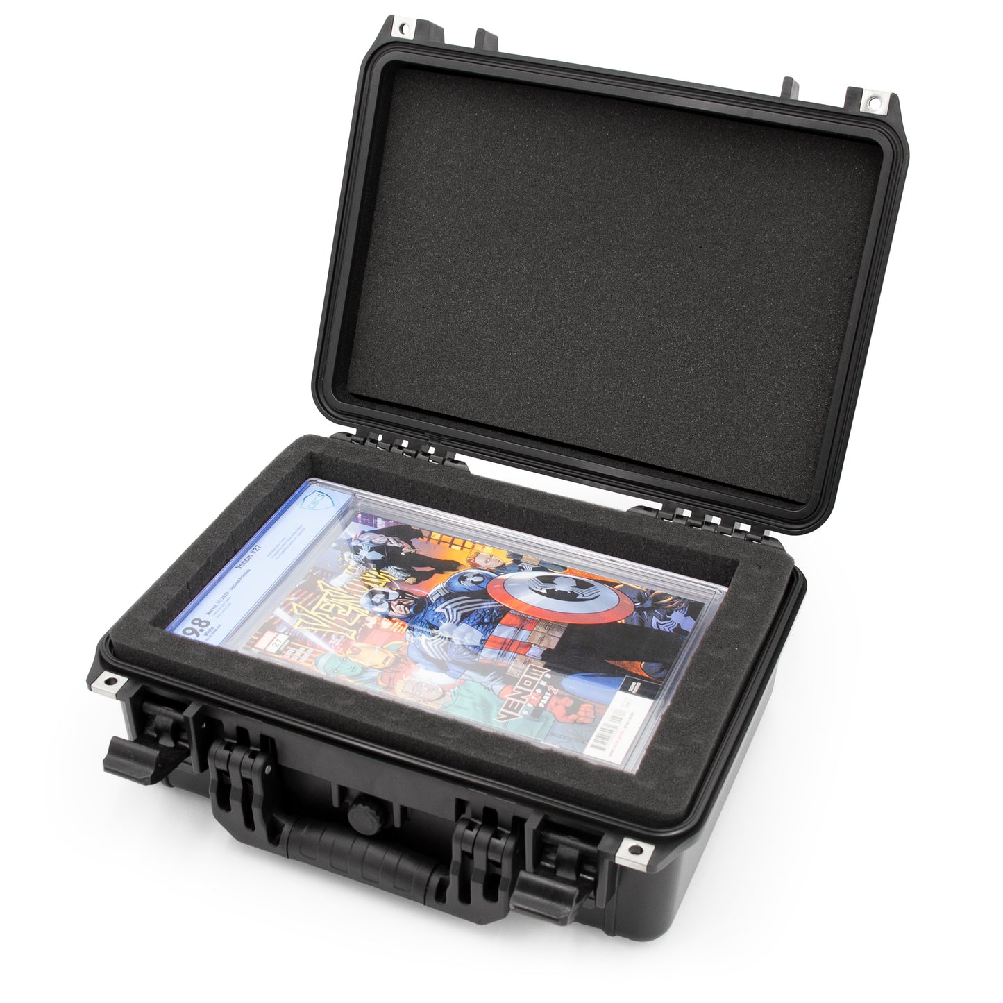 16” Waterproof Comic Book Storage Box – Customizable Case Protects Up to 8 CGC Graded Comics or 30 Sleeved Toploaders – Durable Comic Book Storage Bin