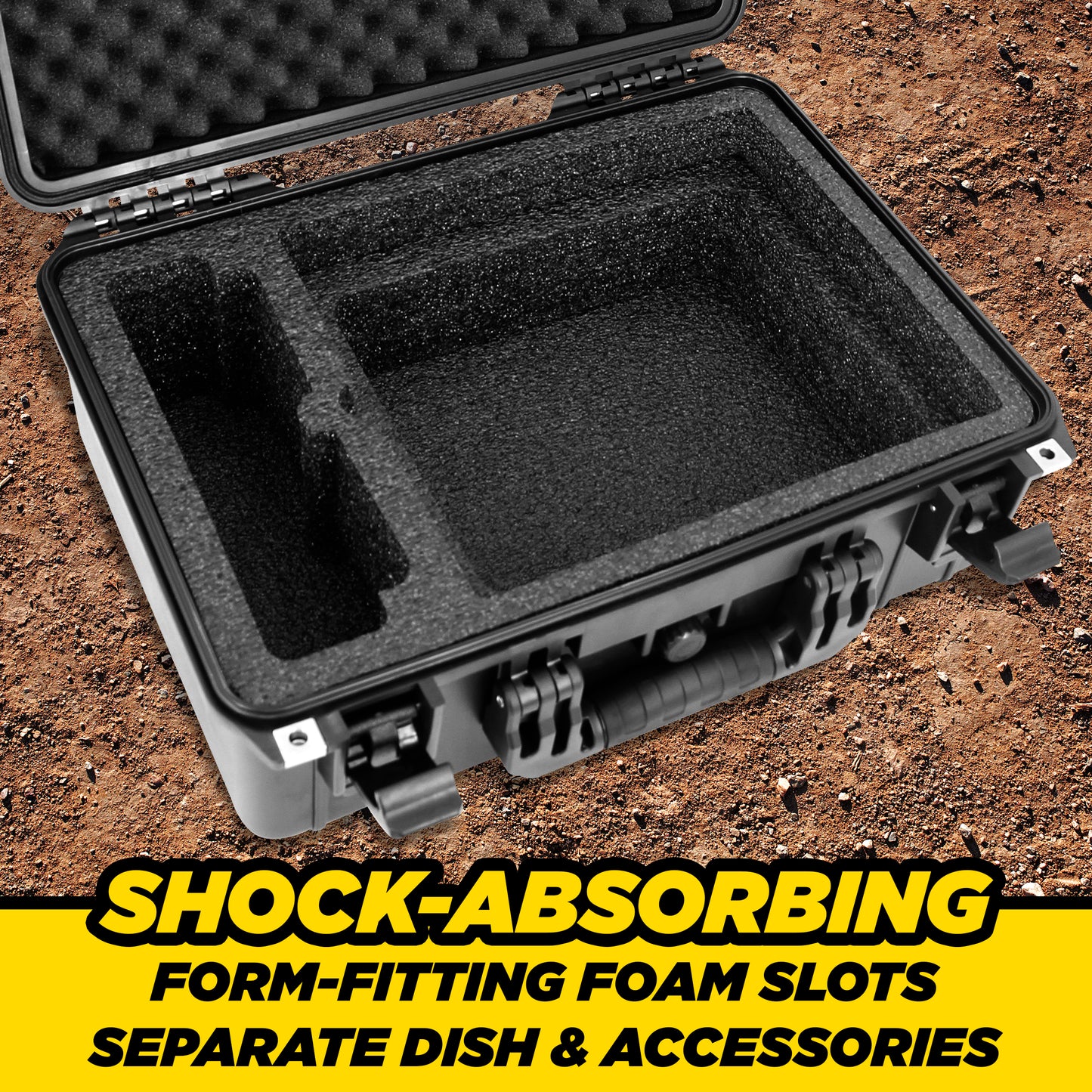 Waterproof Travel Case Compatible with Starlink Mini Dish, Mount, Power Supply & More - Professionally Cut Impact Resistant Closed Cell Foam