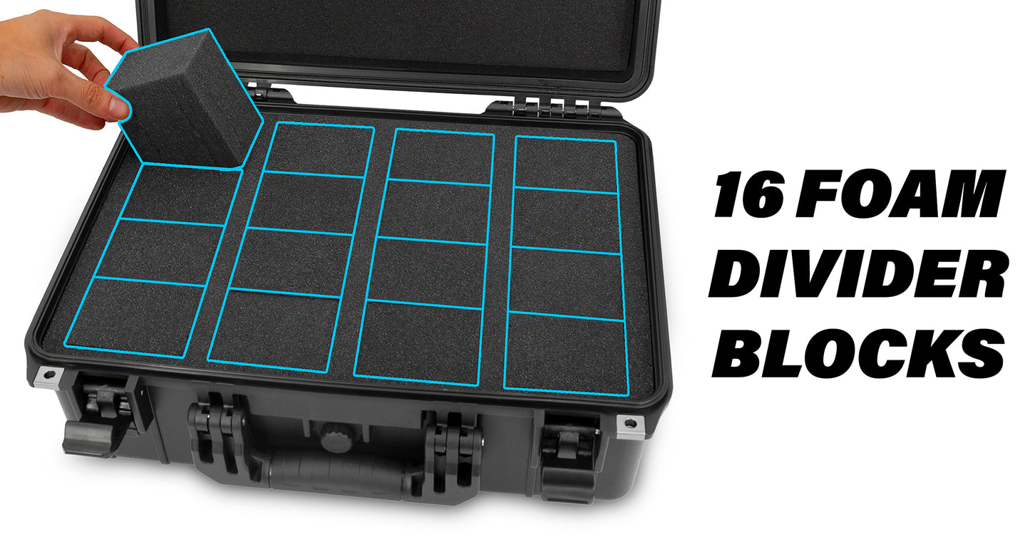 Graded Card Storage Box - 130 BGS/CSG/PSA Cards, IPX7 Waterproof Case w/ Dividers & Dual Locks for Sports Trading Card Slabs & Top Loaders