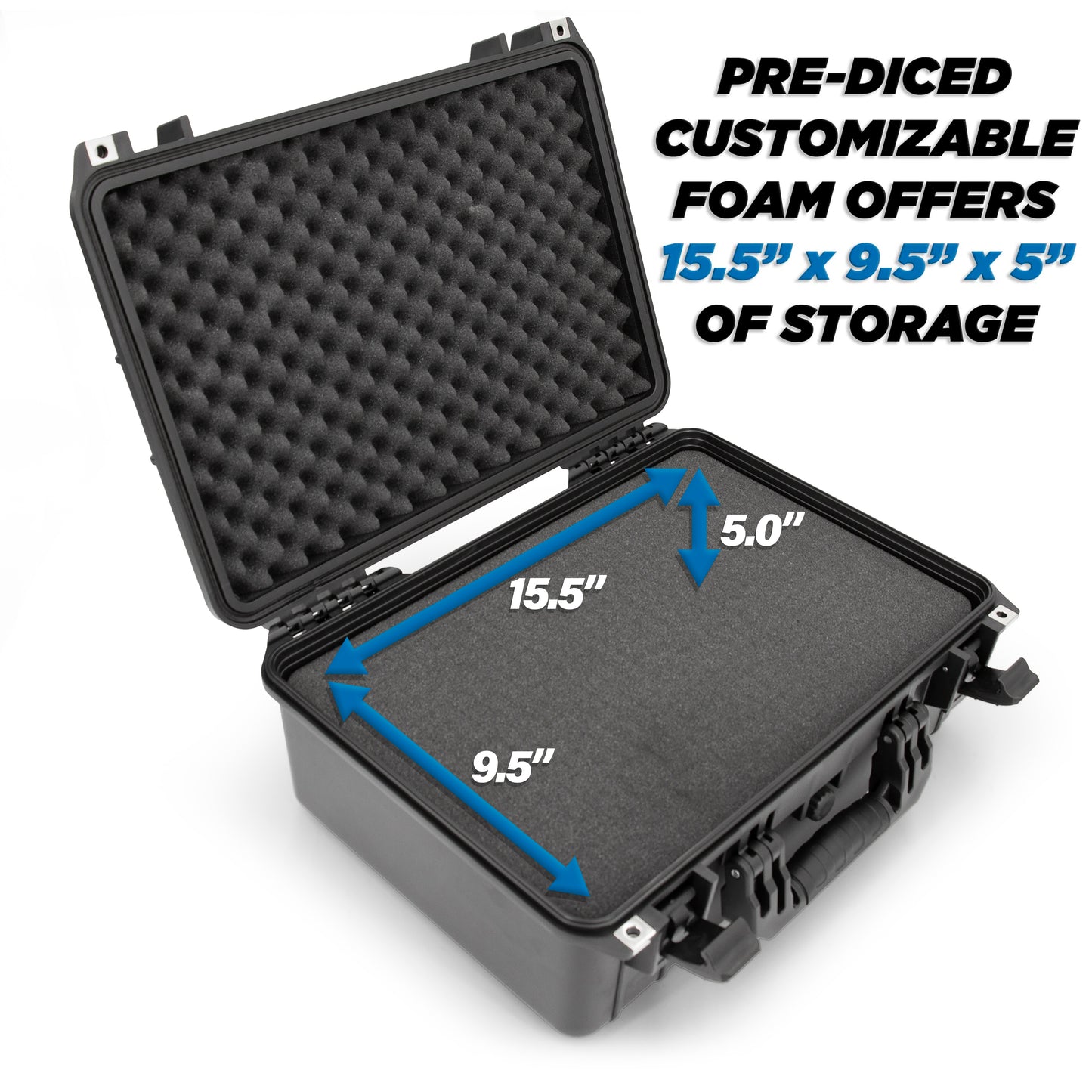 Waterproof Hard Shell Projector Case Compatible with Optoma/ViewSonic/NEC Home Theater Projectors up to 15" - Customizable Diced Foam Interior