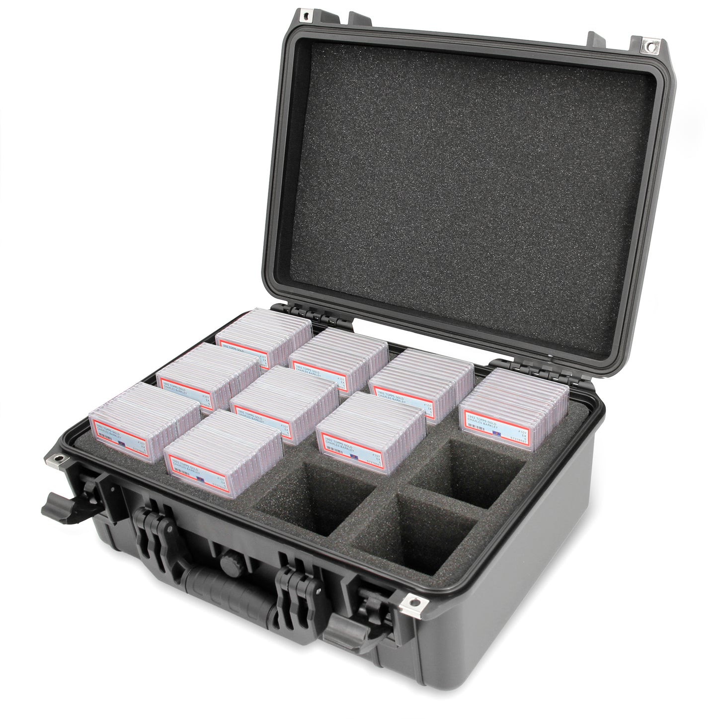 Graded Card Case Compatible with 130 PSA Graded Sports Trading Cards, Waterproof Graded Slab Trading Card Box with 12 Cut Storage Dividers
