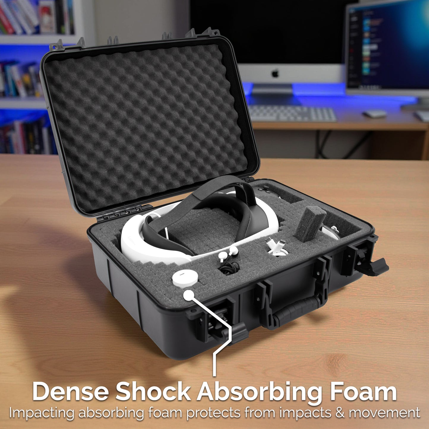Hard Case Compatible with Meta Quest 3S or Quest 2 with VR Gaming Headset & Accessories - Customizable Foam fits Elite Strap and More