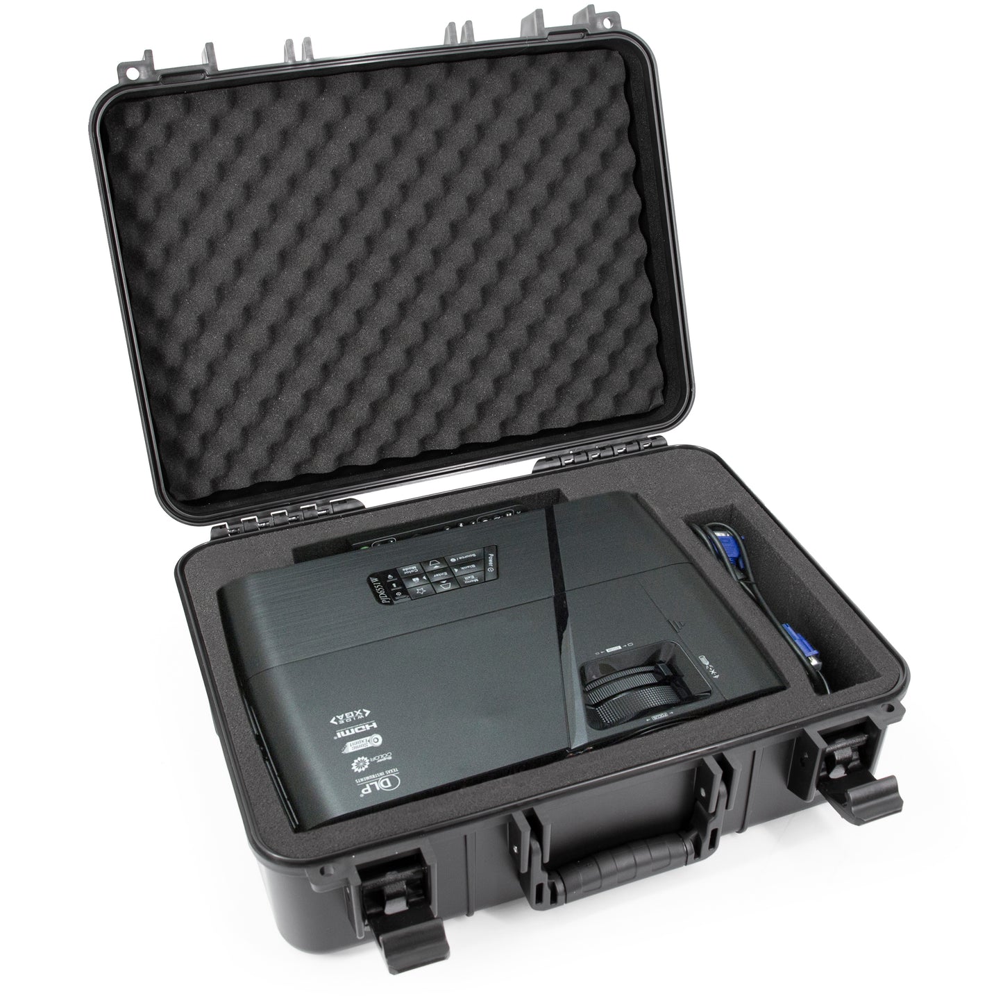 Projector Hard Case with Custom Foam Compatible With Epson VS240, EX3240, VS345, VS340, VS335W, EX7240 Pro, EX5240 – Fits Up to 14.5" x 10.5" x 4.5"