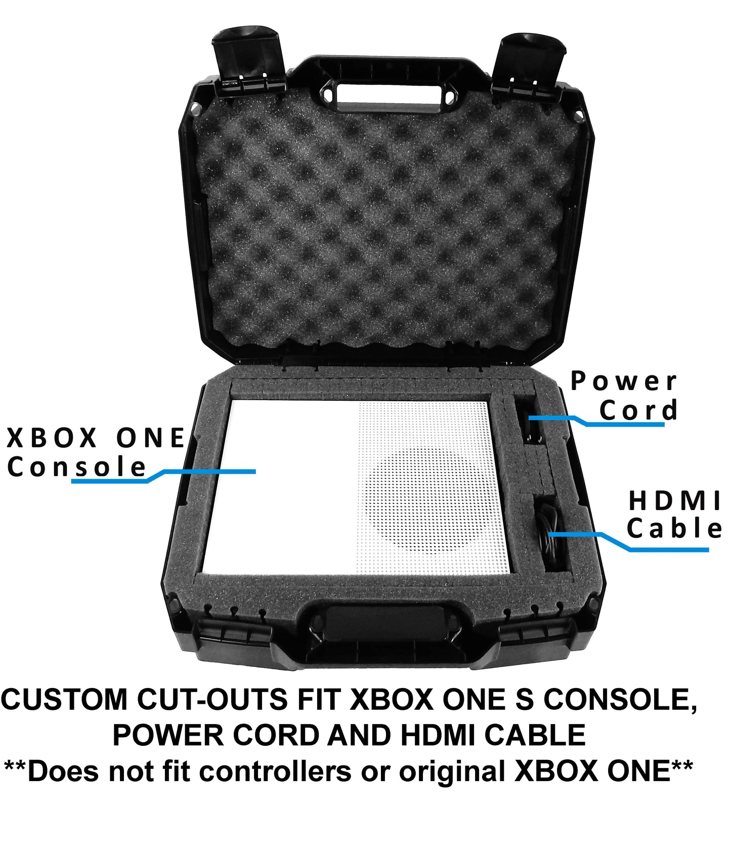 Hard Shell Carrying Case Compatible with Xbox One S Gaming Console, Controller & Accessories - Custom Case Only
