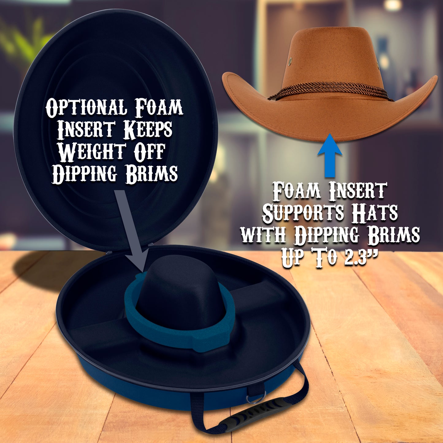 Cowboy Hat Box Cowboy Hat Storage for Brims Up To 4.75" - Hard Shell Hat Case with Adjustable Carry Strap and ID Slot - 4 Color Options