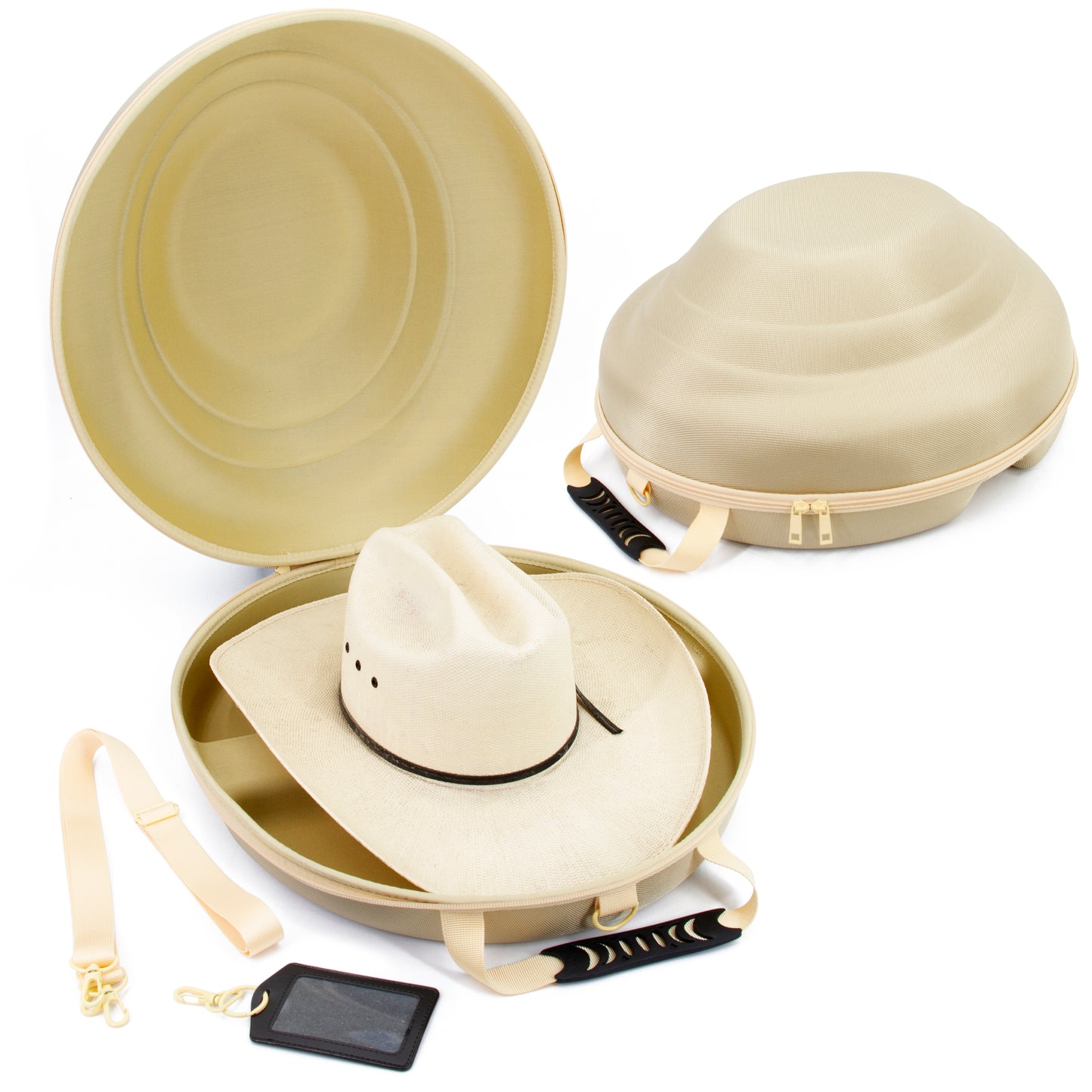 Cowboy Hat Box Cowboy Hat Storage for Brims Up To 4.75" - Hard Shell Hat Case with Adjustable Carry Strap and ID Slot - 4 Color Options