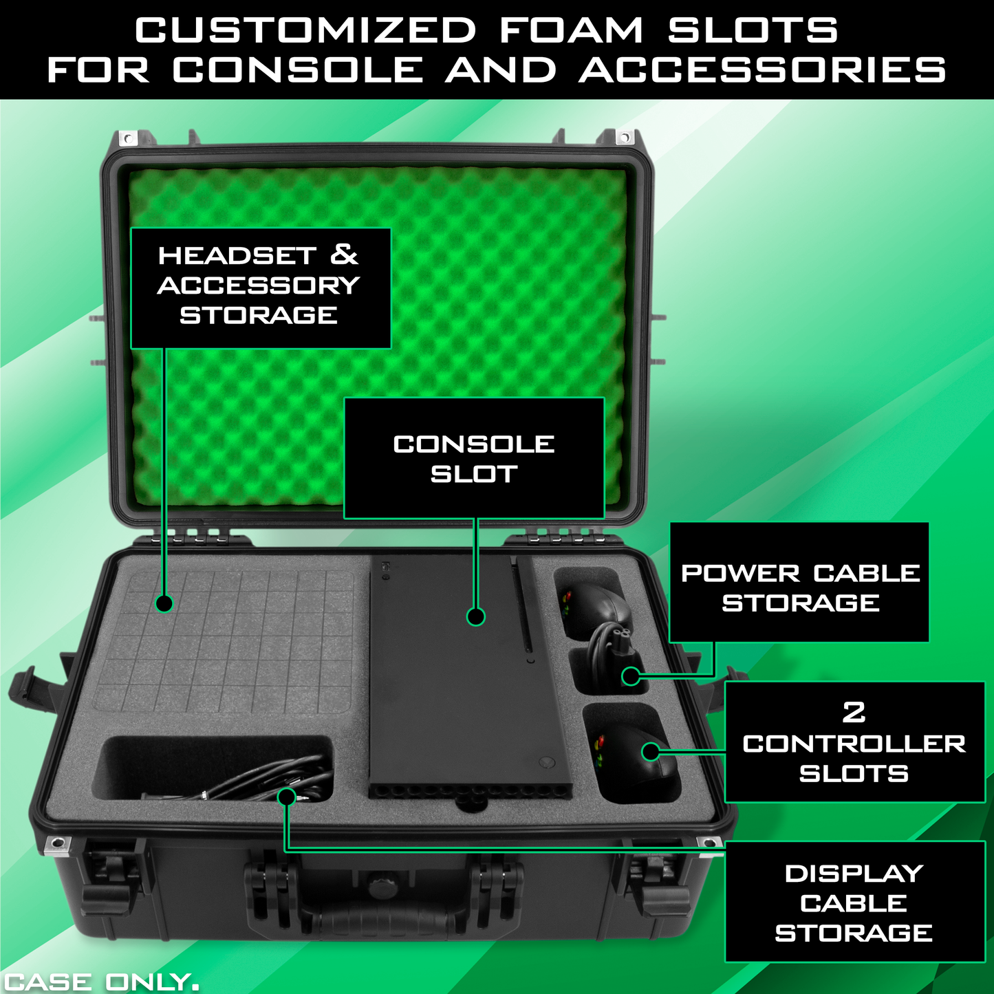 Hard Shell Travel Case Compatible with Xbox Series X Console, Controllers, Headset and Accessories - Waterproof and Crushproof with Foam