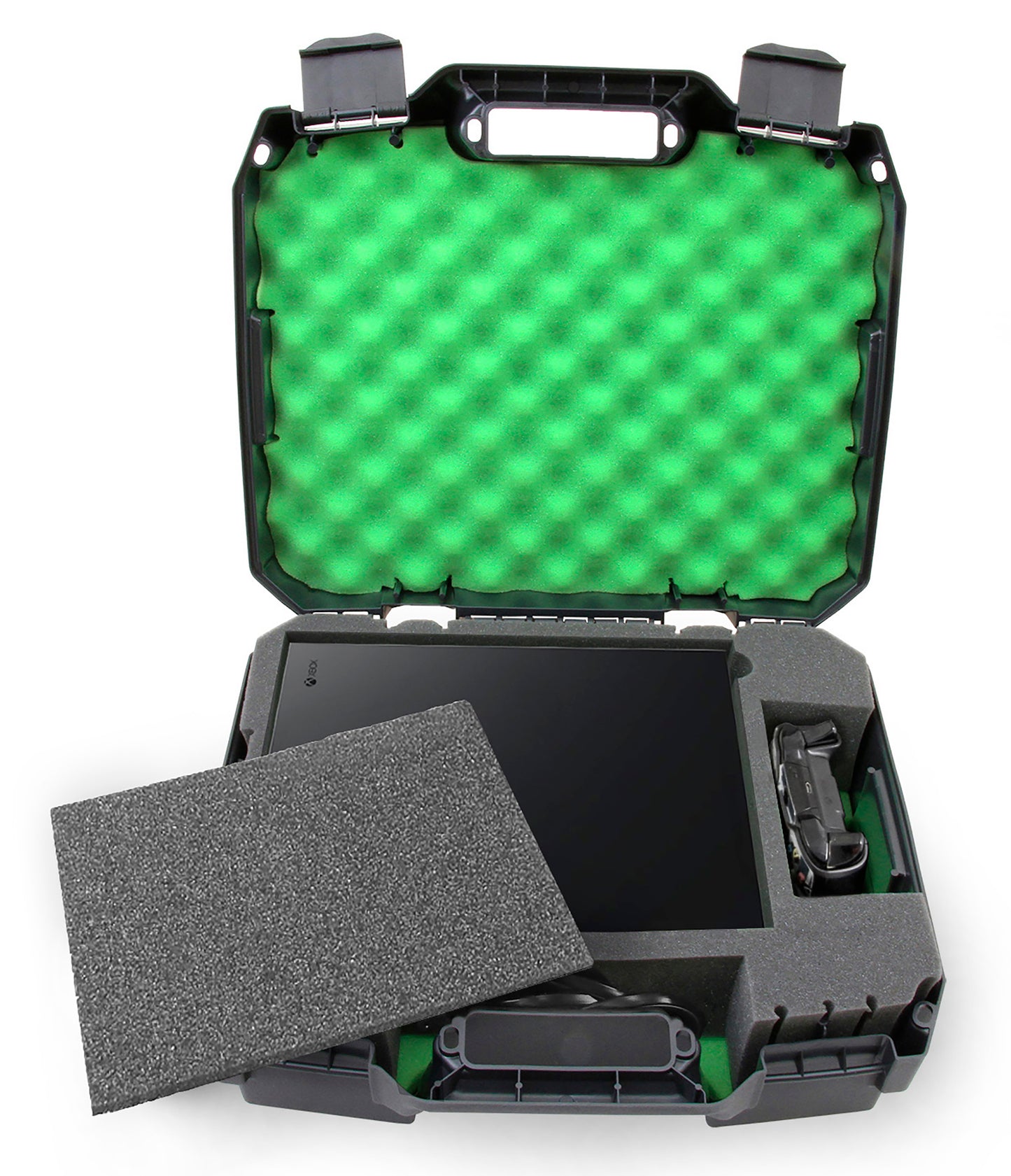 Hard Shell Carrying Case Compatible with Xbox One X Gaming Console, Controller & Accessories - Custom Case Only