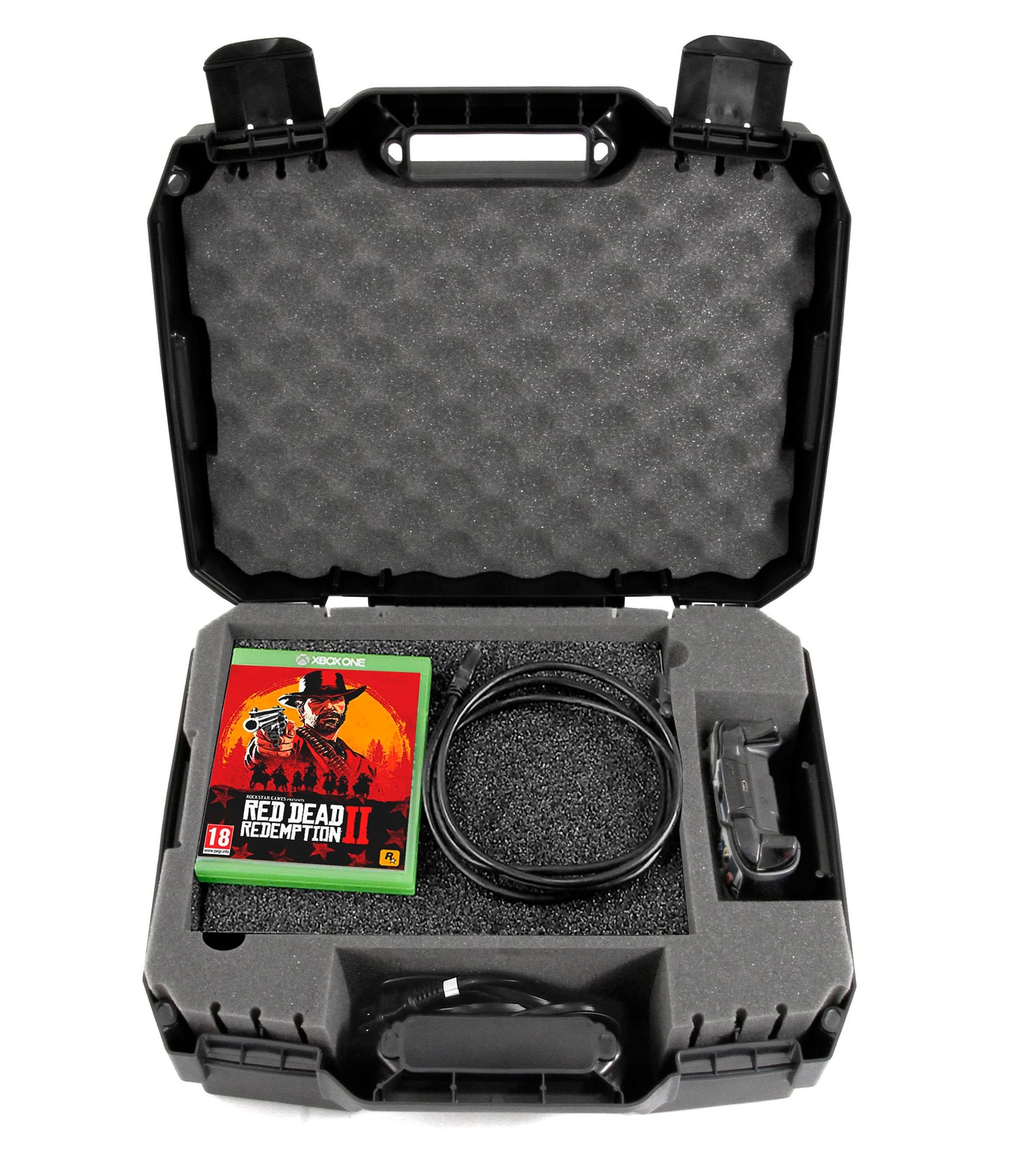 Hard Shell Carrying Case Compatible with Xbox One X Gaming Console, Controller & Accessories - Custom Case Only