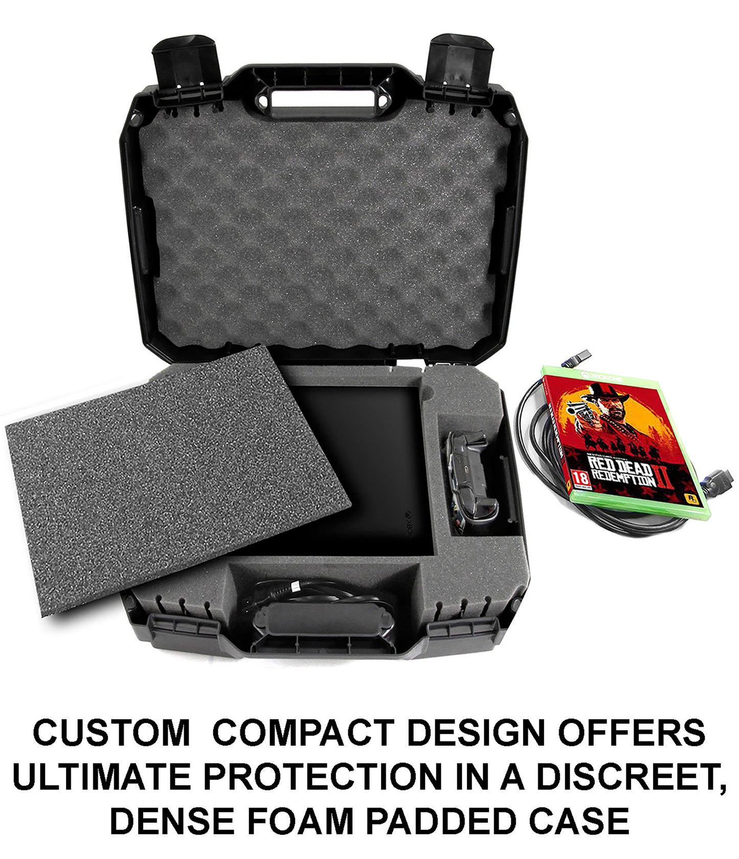 Hard Shell Carrying Case Compatible with Xbox One X Gaming Console, Controller & Accessories - Custom Case Only