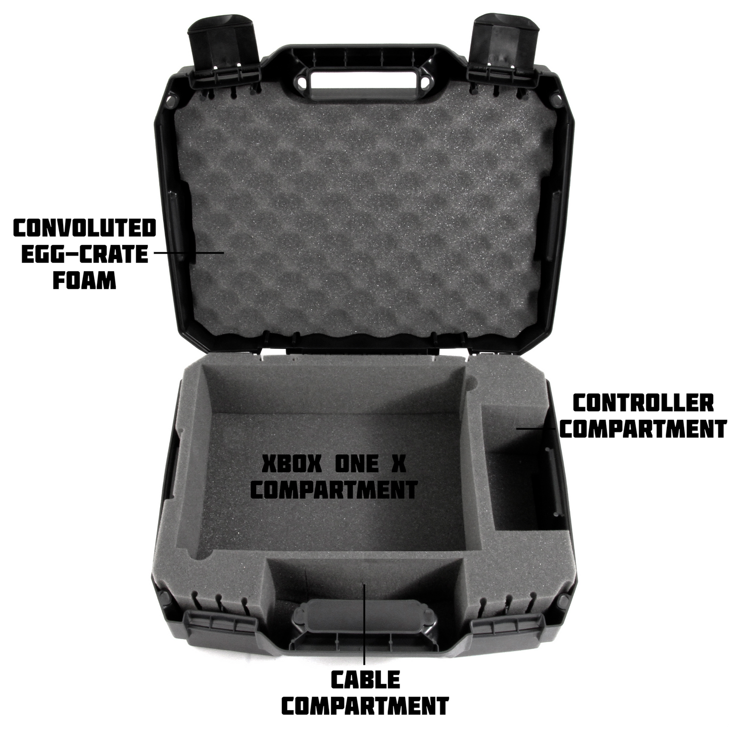 Hard Shell Carrying Case Compatible with Xbox One X Gaming Console, Controller & Accessories - Custom Case Only