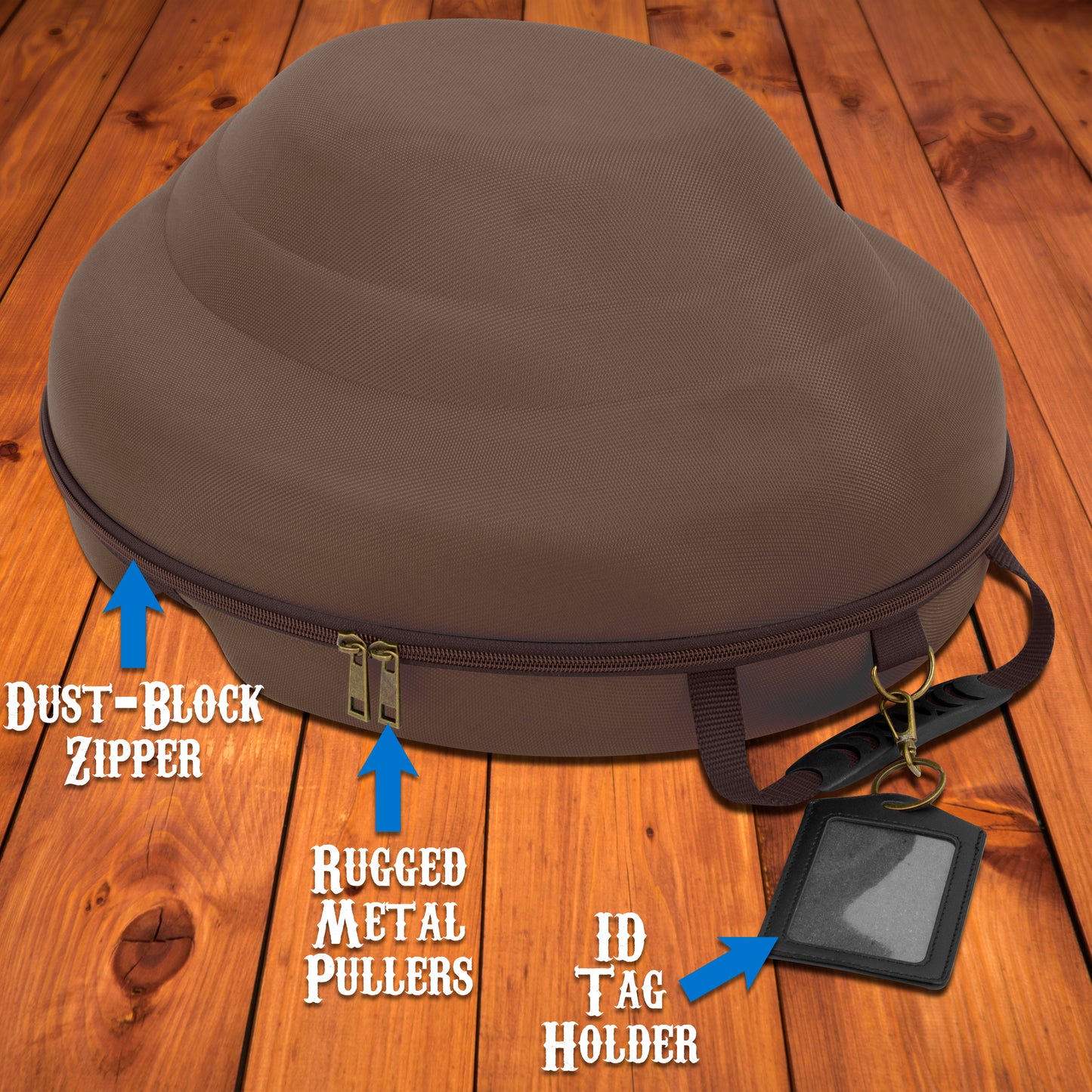 Cowboy Hat Box Cowboy Hat Storage for Brims Up To 4.75" - Hard Shell Hat Case with Adjustable Carry Strap and ID Slot - 4 Color Options