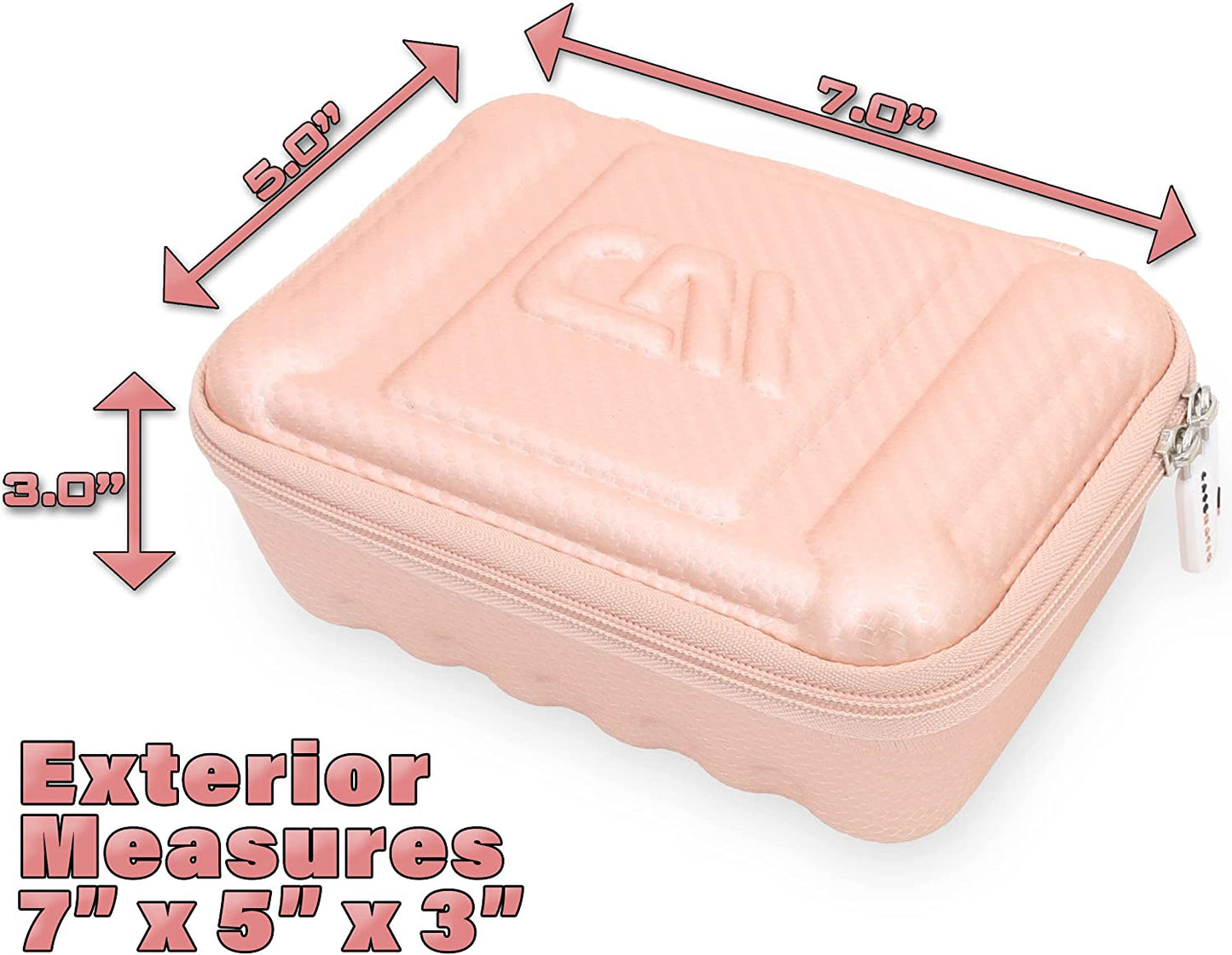 Rose Gold Asthma Inhaler Case for Travel Fits Spacer, Mask and Accessories, Includes Case Only