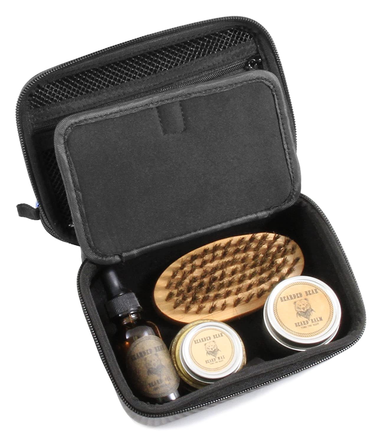Beard Travel Case Fits Your Beard Grooming Kit – Holds Beard Oil Conditioner, Beard Brush, Wooden Beard Comb, Beard Balm, Scissors and More