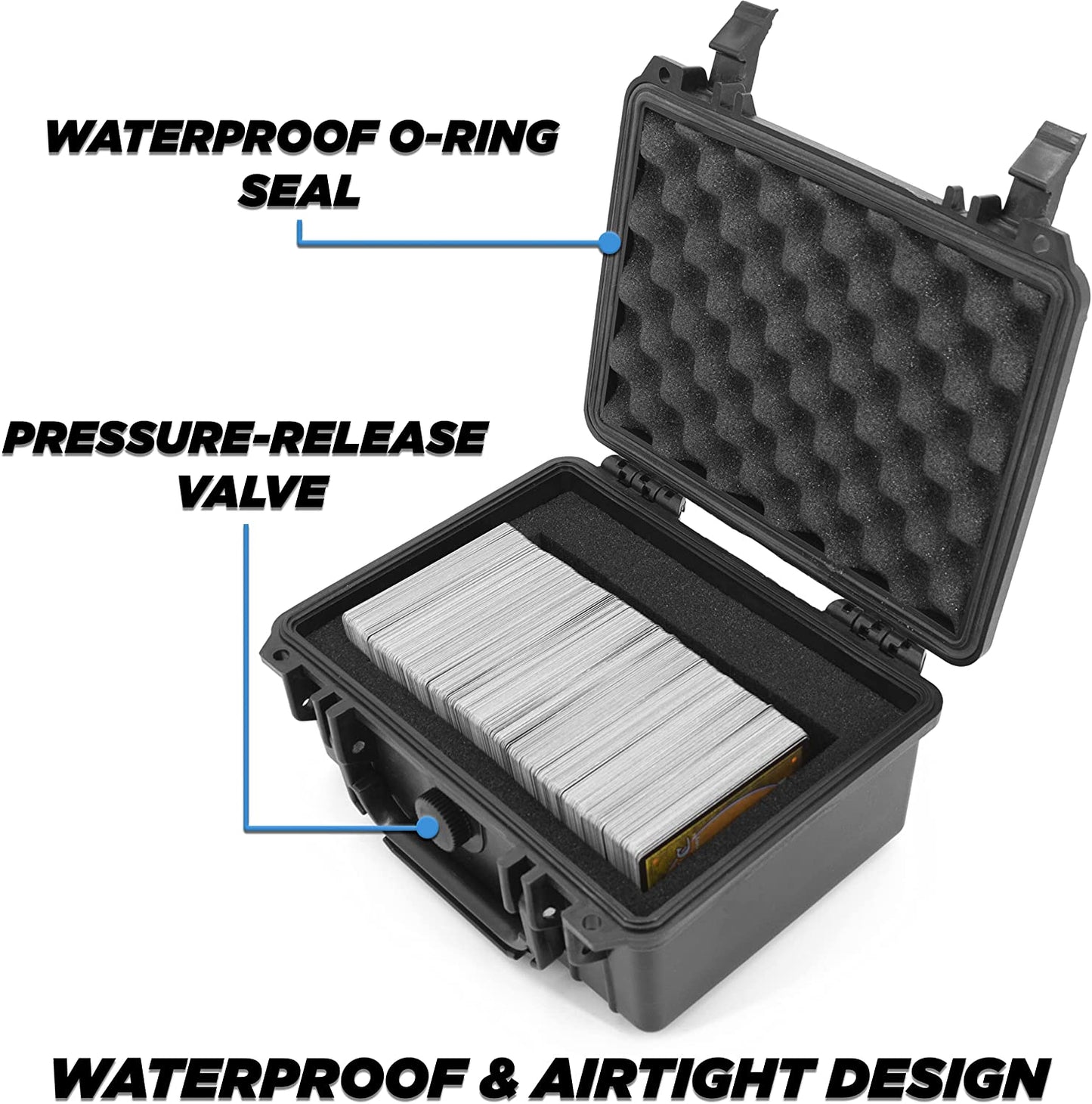 Waterproof Trading Card Case for 550 Cards - Trading Card Box with Foam Interior Compatible with Magic The Gathering, Cards Against Humanity