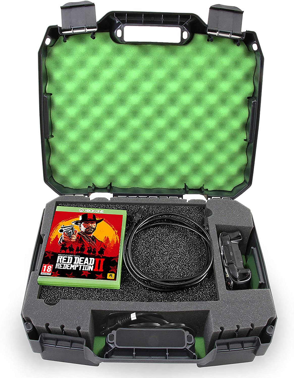 Hard Shell Carrying Case Compatible with Xbox One X Gaming Console, Controller & Accessories - Custom Case Only
