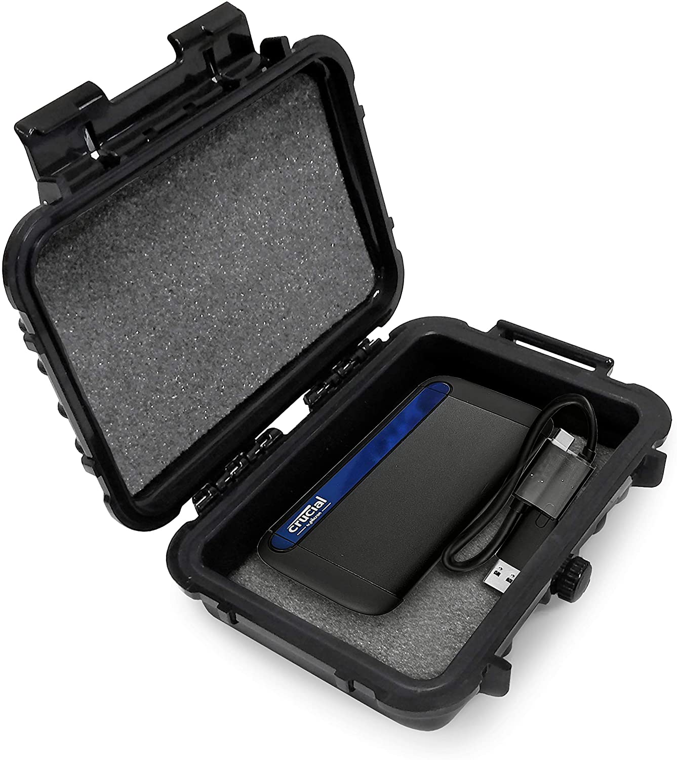 Waterproof Case Compatible with Crucial X8 Portable SSD 1TB/500GB - Composite Plastic Protection with Pressure Valve - Case Only