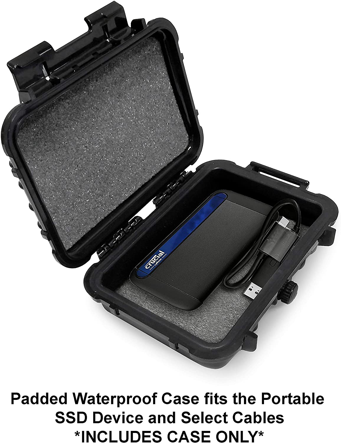 Waterproof Case Compatible with Crucial X8 Portable SSD 1TB/500GB - Composite Plastic Protection with Pressure Valve - Case Only