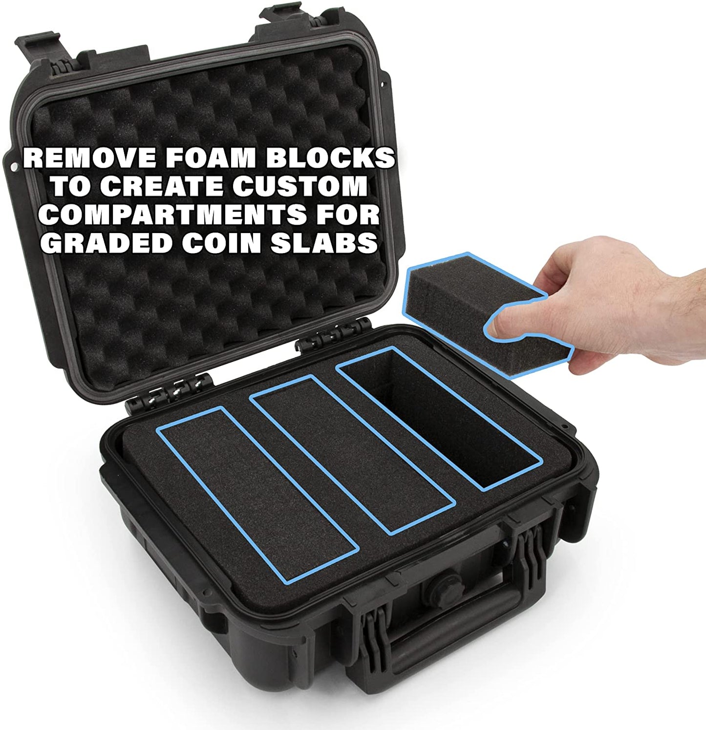 Graded Coin Case Compatible with 55+ PCGS or NGC Coin Slabs, Waterproof Coin Storage Box with Customizable Foam