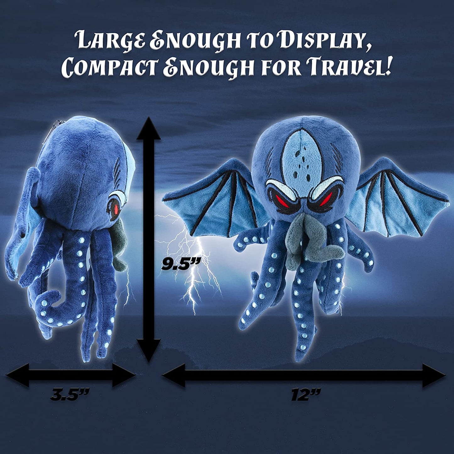 Soft Dice Case and Dice Holder with 7 Included RPG Dice - 9.5" Sea Monster Figure with Dice Storage Zipper Compartment for up to 21 Dice