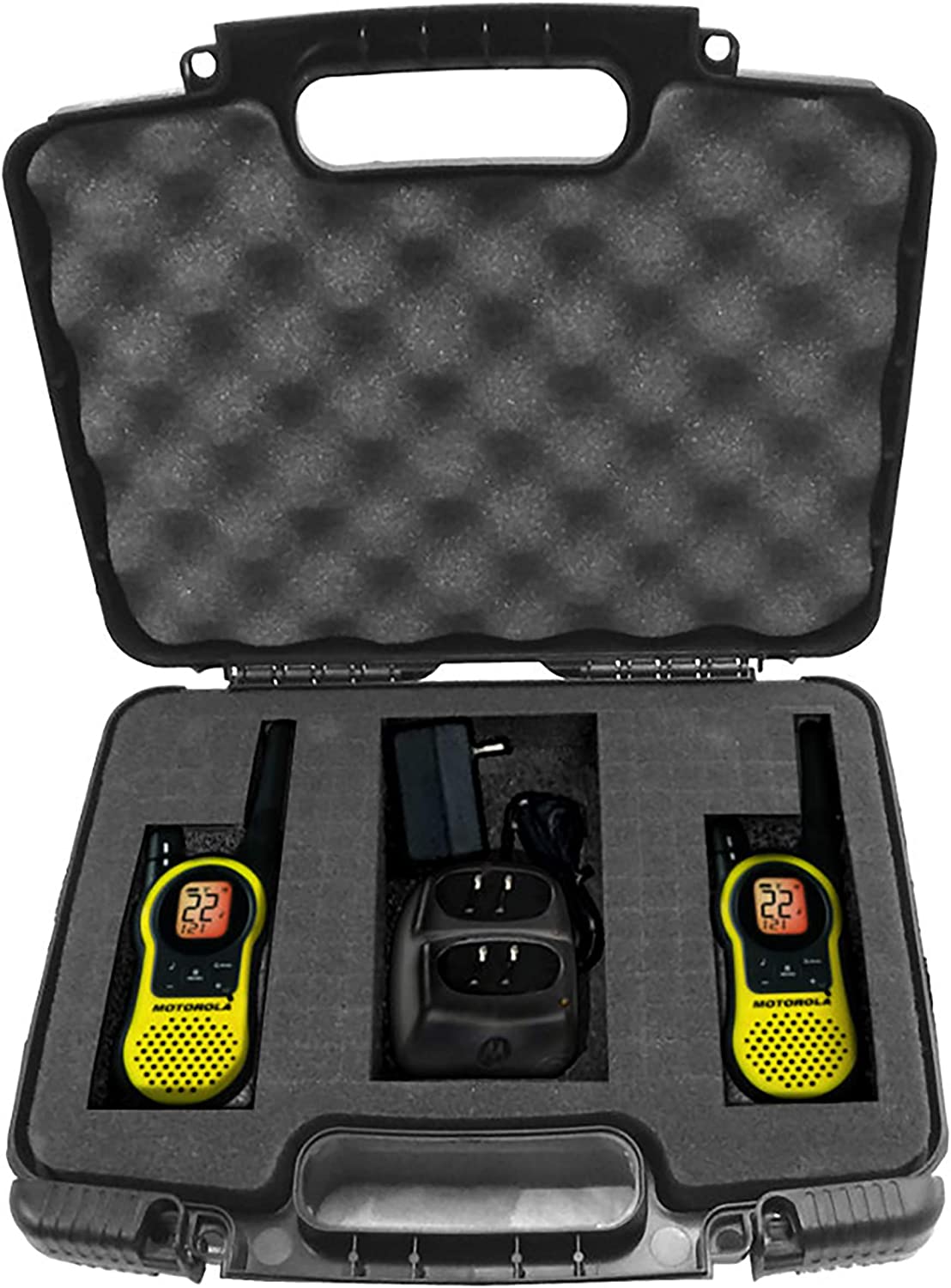 Handheld Radio Travel Case Compatible with 2 Motorola MH230R Radios, Midland LXT500VP3 GXT1000VP4 or BaoFeng BFF8HP UV82HP Walkie Talkies
