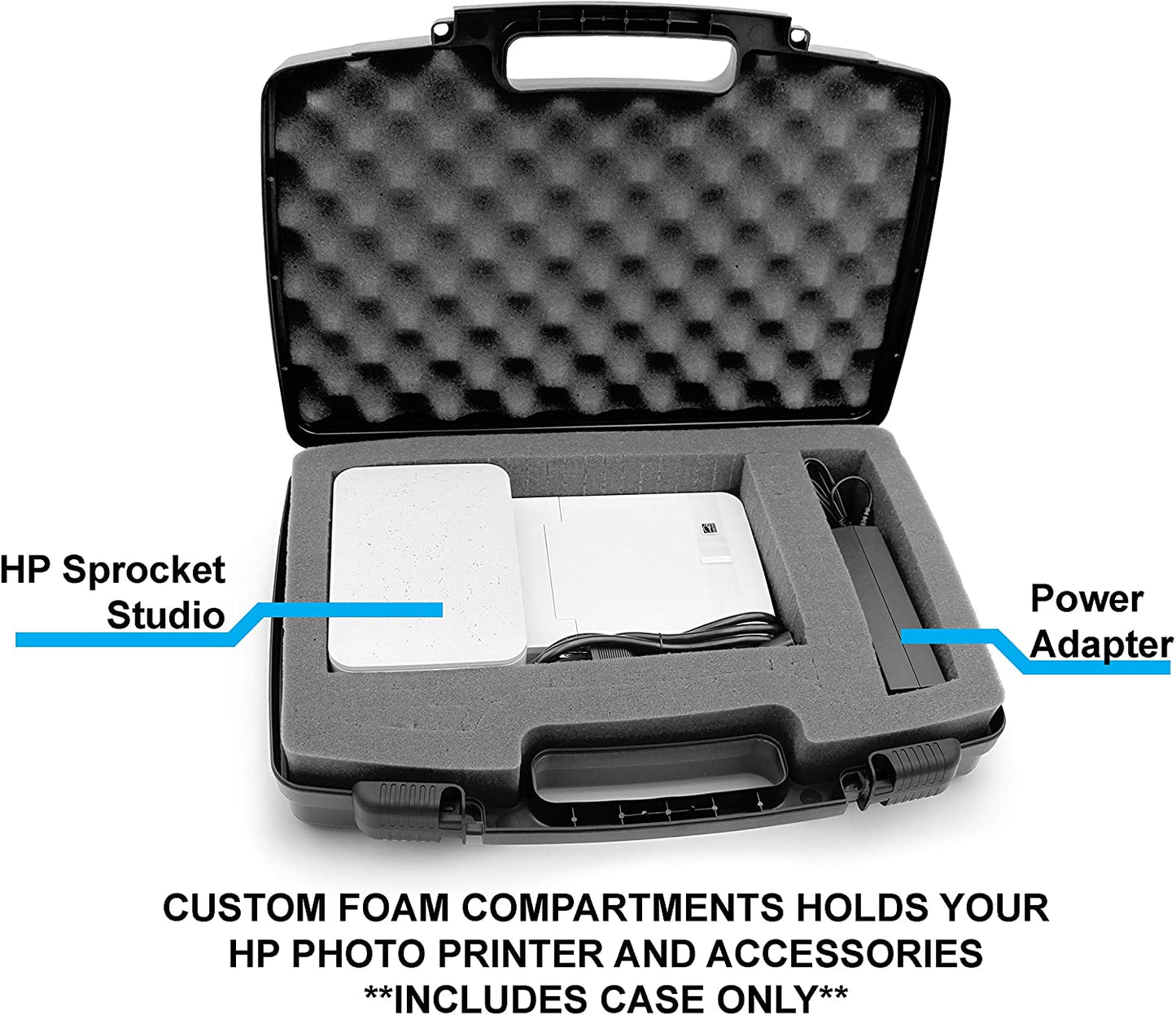 Hard Case Shell Portable Printer Case Compatible with HP Sprocket Studio 4x6 Photo Printer - Impact Resistant Foam with Custom Compartments