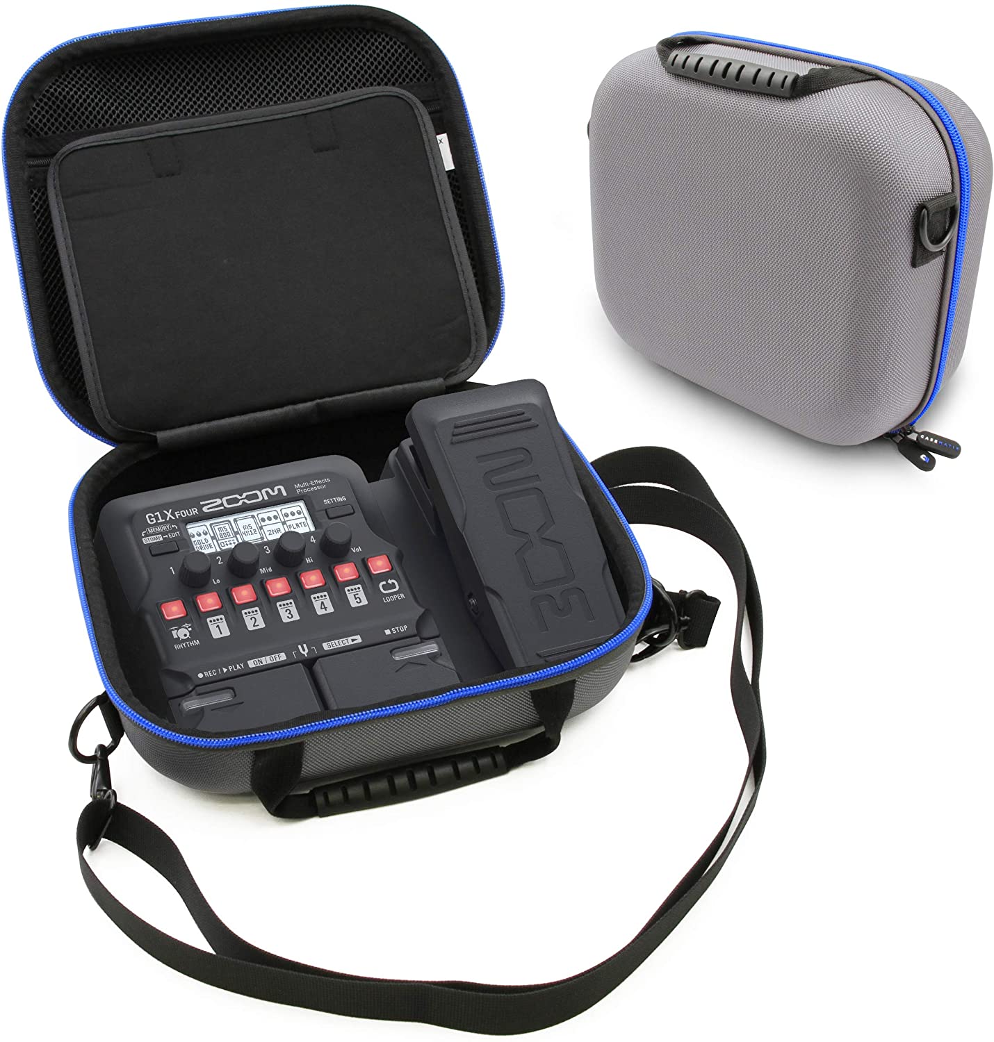 Travel Case Compatible with Zoom G1X FOUR Guitar Pedal - Hard Shell Wah Pedal Guitar Pedals Carrier with Shoulder Strap - Includes Case Only