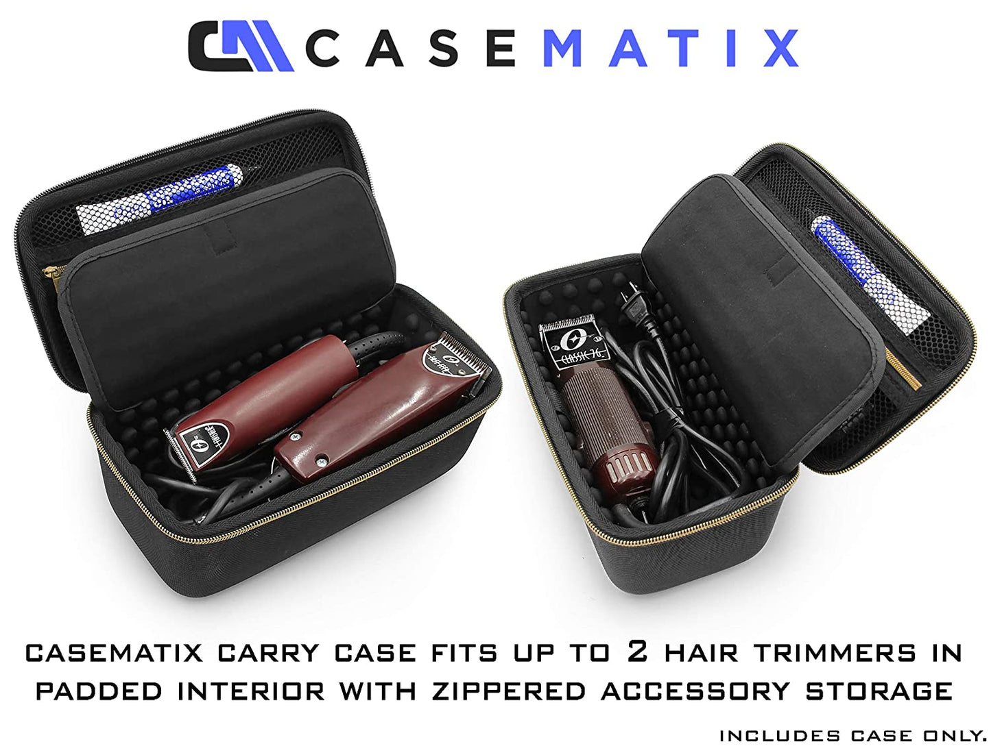 Hair Clipper Barber Case Holds Two Clippers, Hair Buzzers, Trimmers, T Finisher Liner - Travel Case For Clippers, Stylist and Hair Supplies
