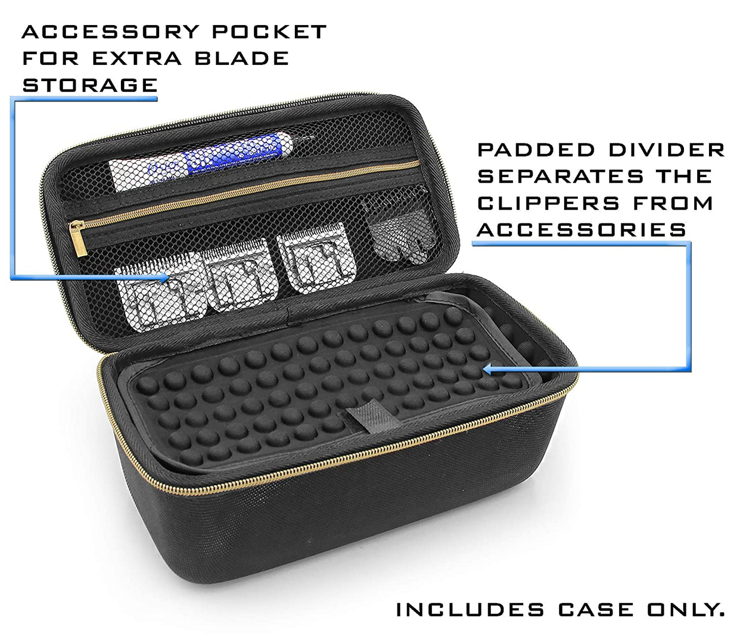 Hair Clipper Barber Case Holds Two Clippers, Hair Buzzers, Trimmers, T Finisher Liner - Travel Case For Clippers, Stylist and Hair Supplies
