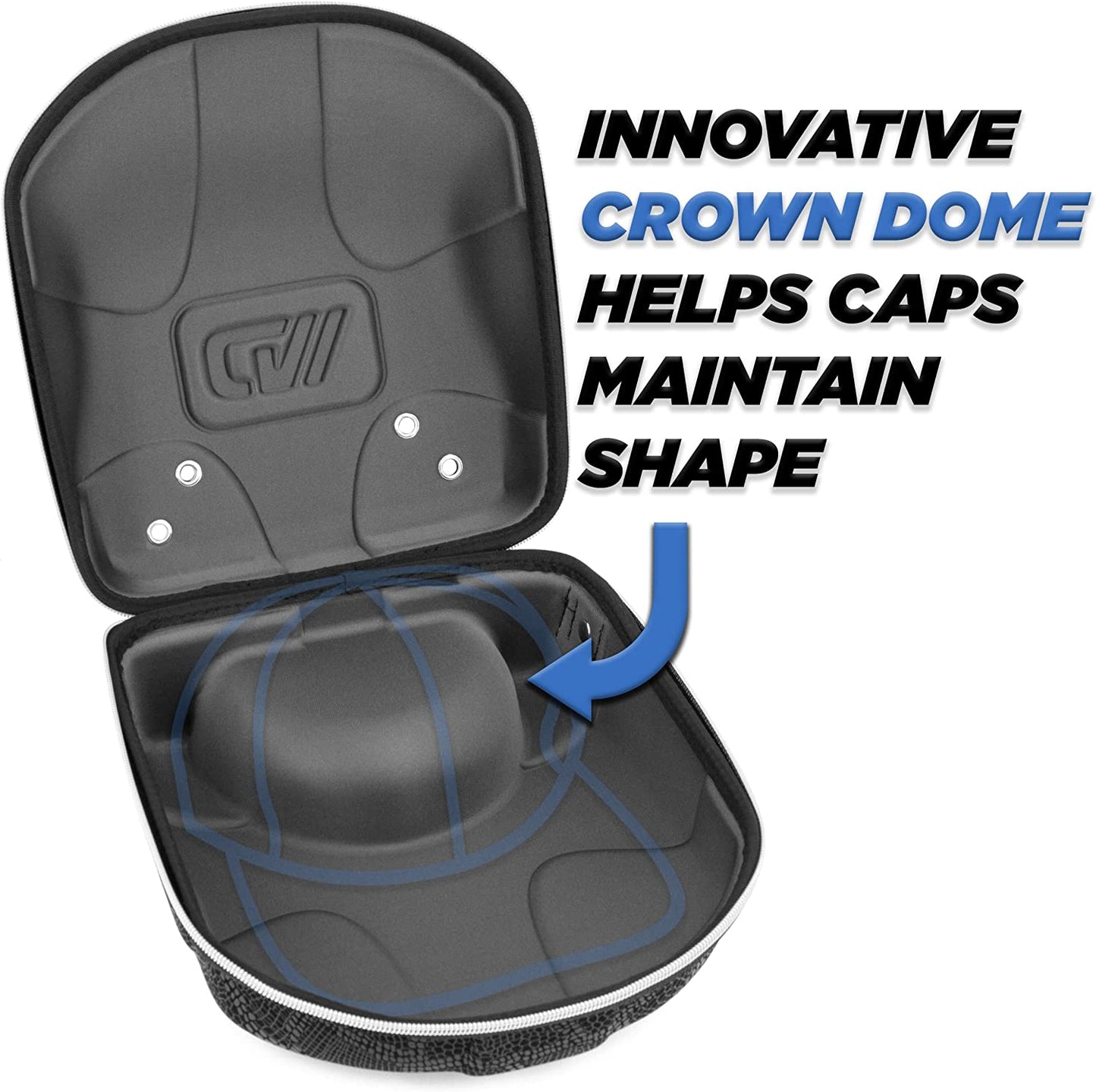 Hat Travel Case for Baseball Caps with Crush-Resistant Hard Shell Outer and Adjustable Shoulder Strap