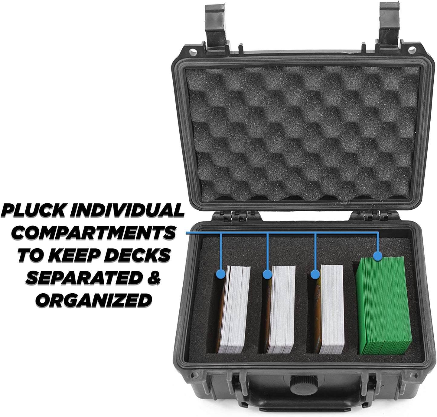 Waterproof Trading Card Case for 550 Cards - Trading Card Box with Foam Interior Compatible with Magic The Gathering, Cards Against Humanity