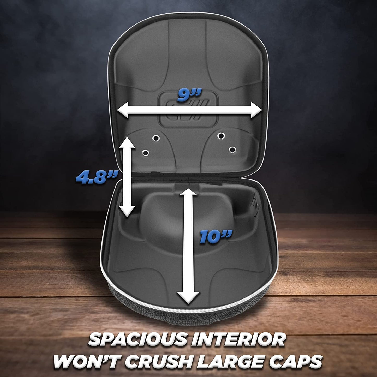 Hat Travel Case for Baseball Caps with Crush-Resistant Hard Shell Outer and Adjustable Shoulder Strap