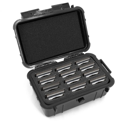 Protective Clipper Blade Holder for 12 Blades - Waterproof Clipper Blade Storage Case with Custom Barber Blade Holder Foam Interior