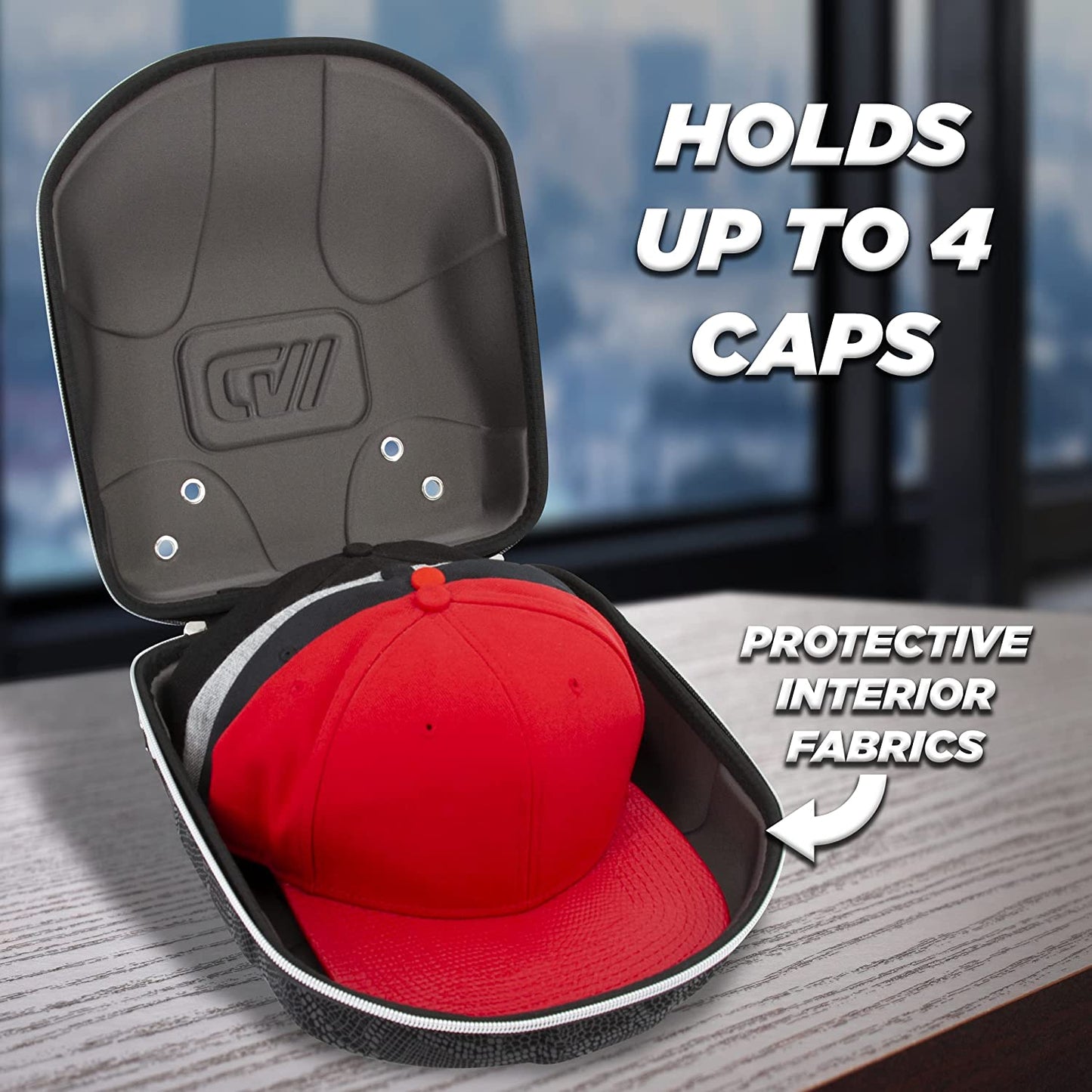 Hat Travel Case for Baseball Caps with Crush-Resistant Hard Shell Outer and Adjustable Shoulder Strap