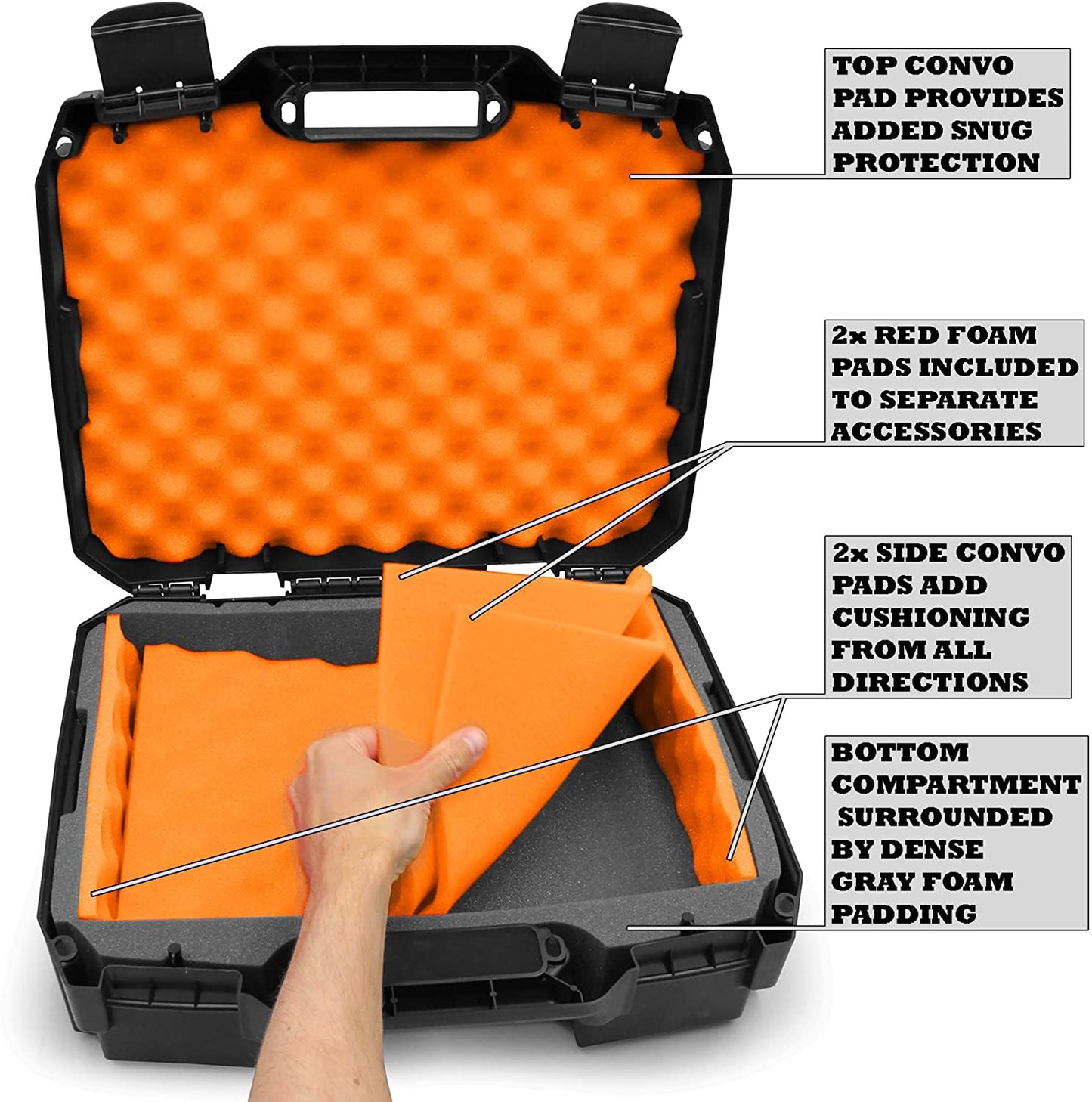 Portable Studio Mixer Case Compatible with Zoom LiveTrak L-8 Digital Recorder and Microphone- Custom Foam with Dual Padlock Holes & Carry Handle
