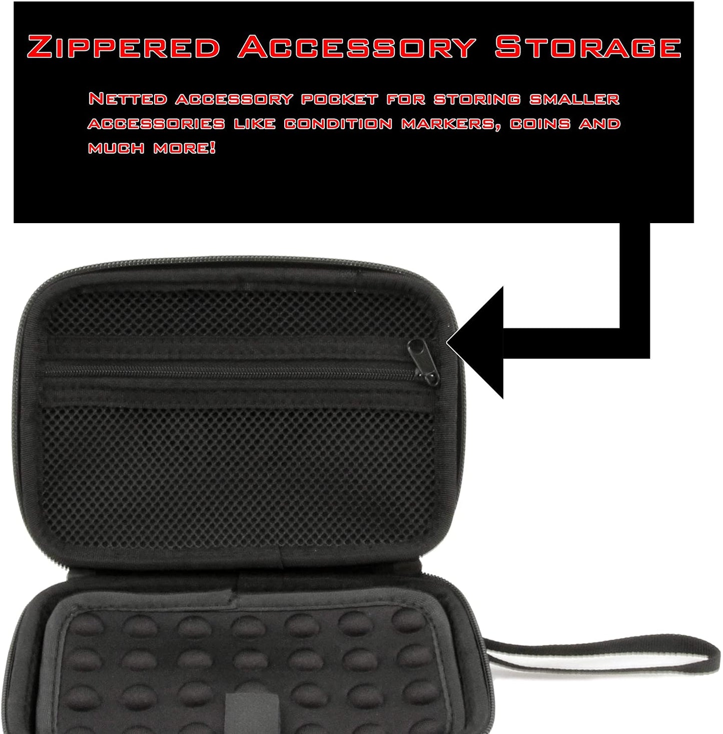 Travel Dice Case for 100+ RPG Dice with Padded Interior Divider and Wrist Strap - Hard Shell Protective DND Dice Box and RPG Dice Case
