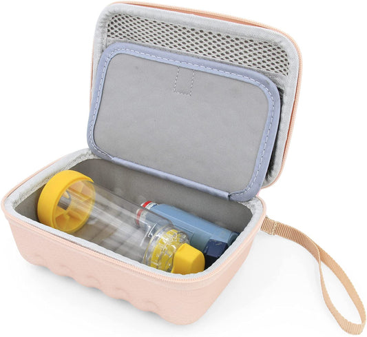 Rose Gold Asthma Inhaler Case for Travel Fits Spacer, Mask and Accessories, Includes Case Only